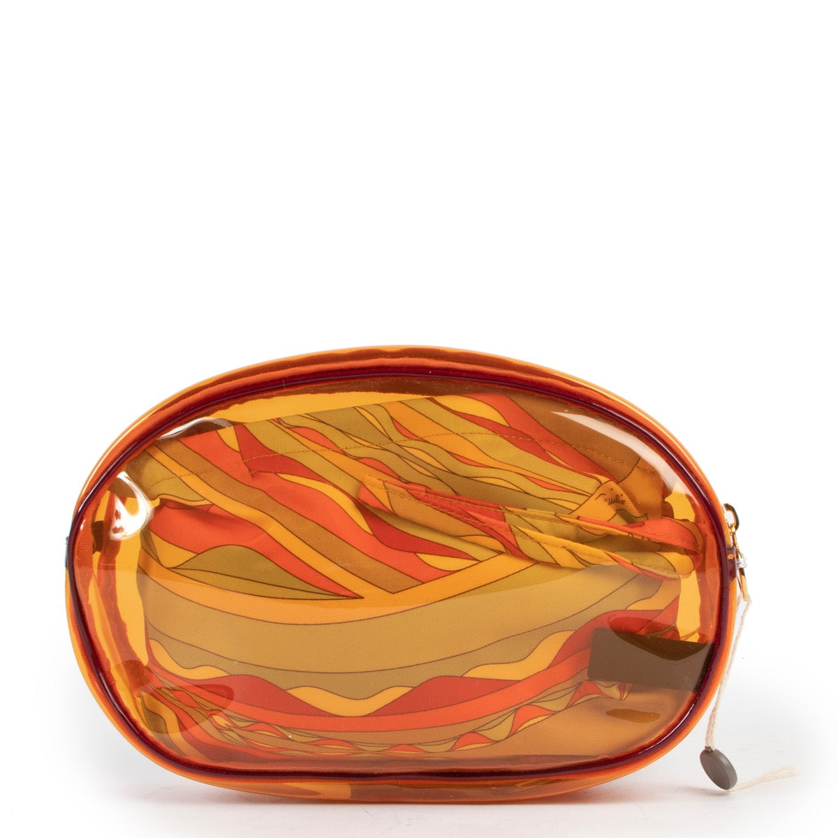 Shop safe online at Labellov in Antwerp this 100% authentic second hand Pucci Orange PVC Cosmetic Pouch