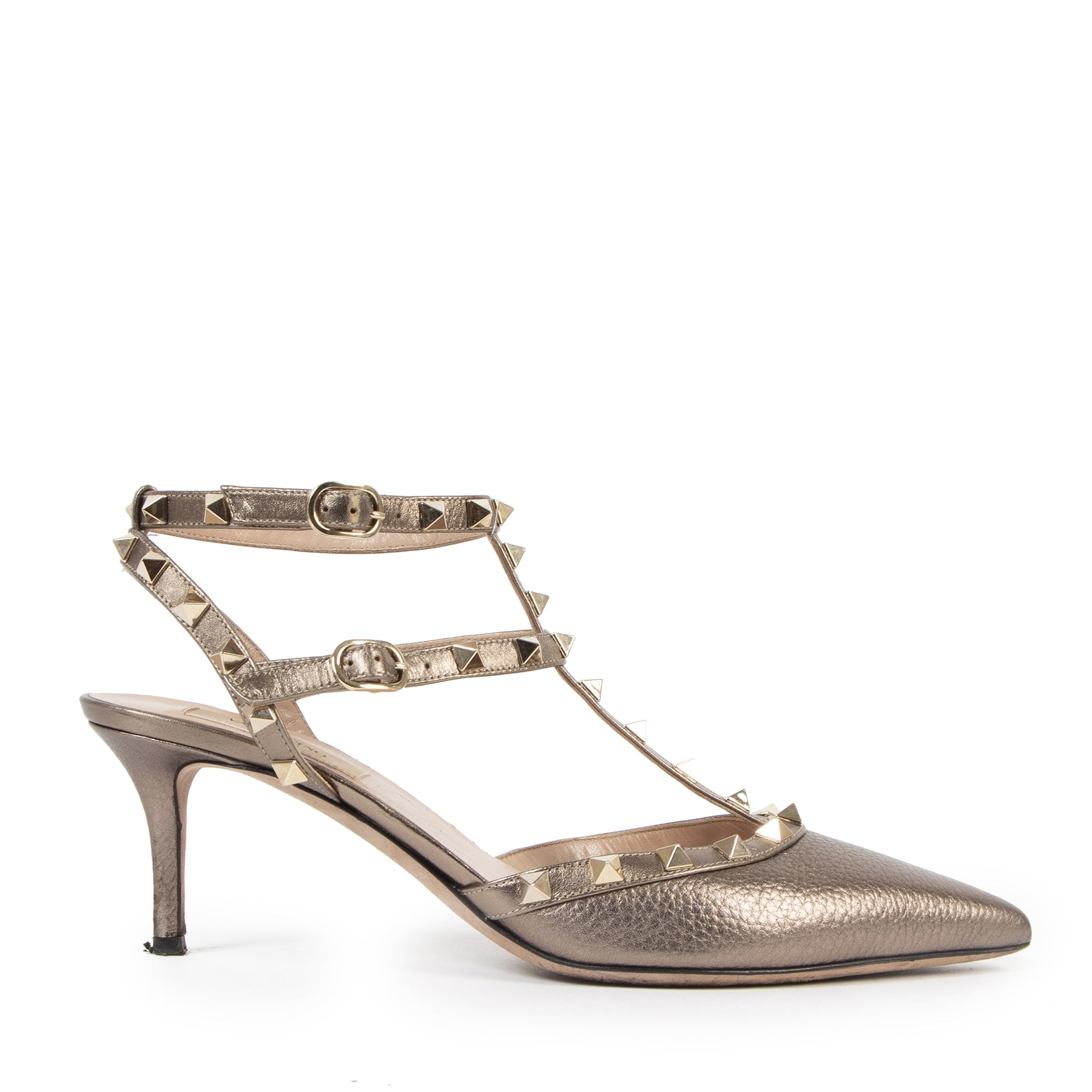 Valentino Metallic Bronze Rockstud Caged Pump