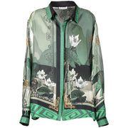 Versace Collection Green Printed Silk Blouse - size 50 for the best price at Labellov