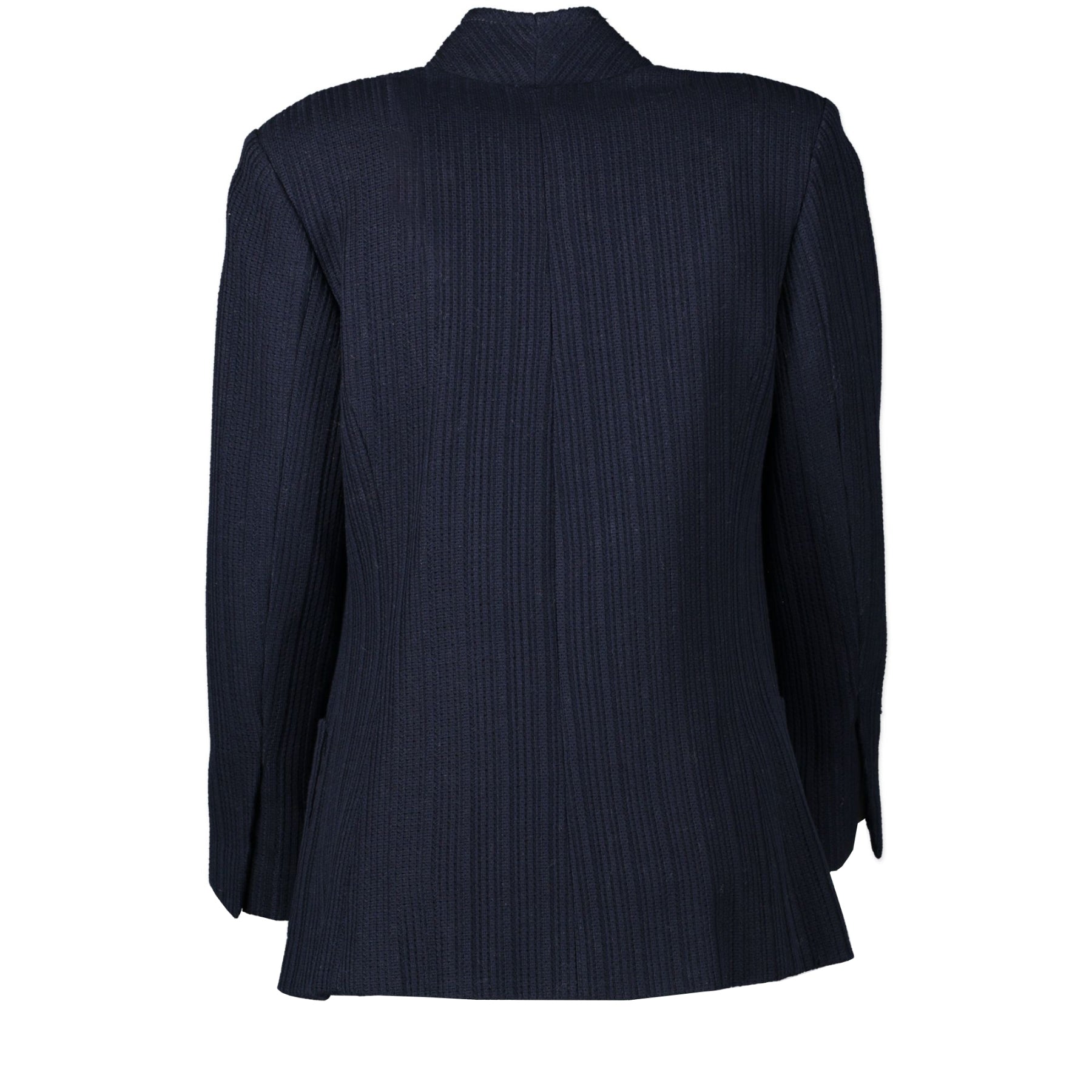 Authentieke Tweedehands Chanel Navy Blue Jacket - Size 42 juiste prijs veilig online shoppen luxe merken webshop winkelen Antwerpen België mode fashion