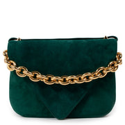 Bottega Veneta Mount Medium Emerald Green Suede Shoulder Bag