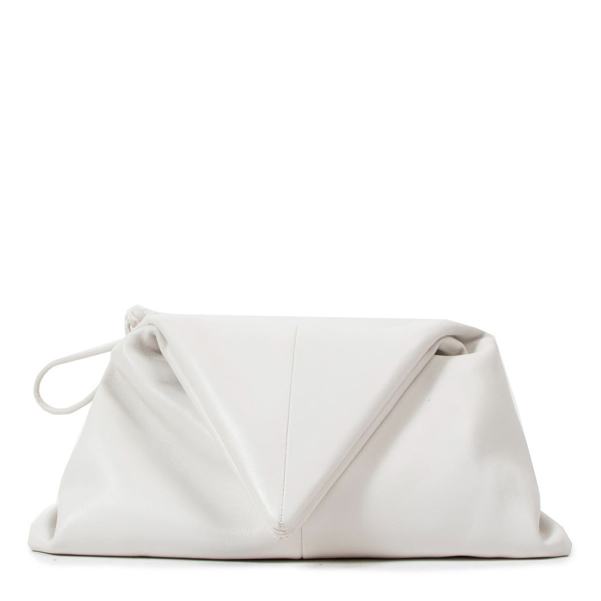Bottega Veneta White Trine Angular Envelope Clutch