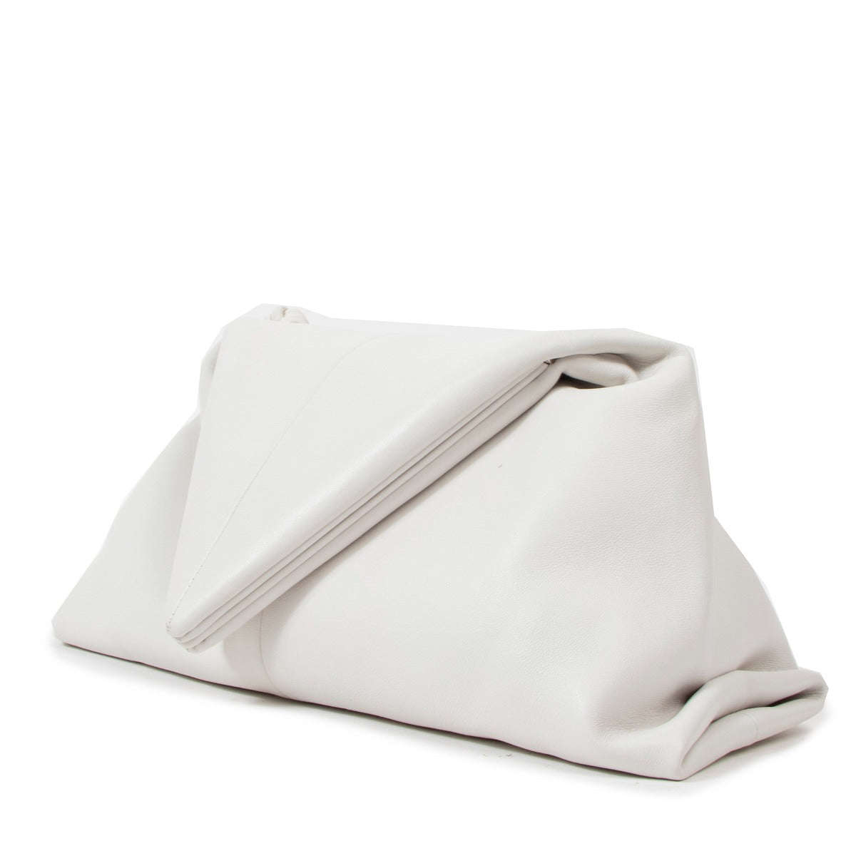 Bottega Veneta Witte Trine Angular Envelop Clutch