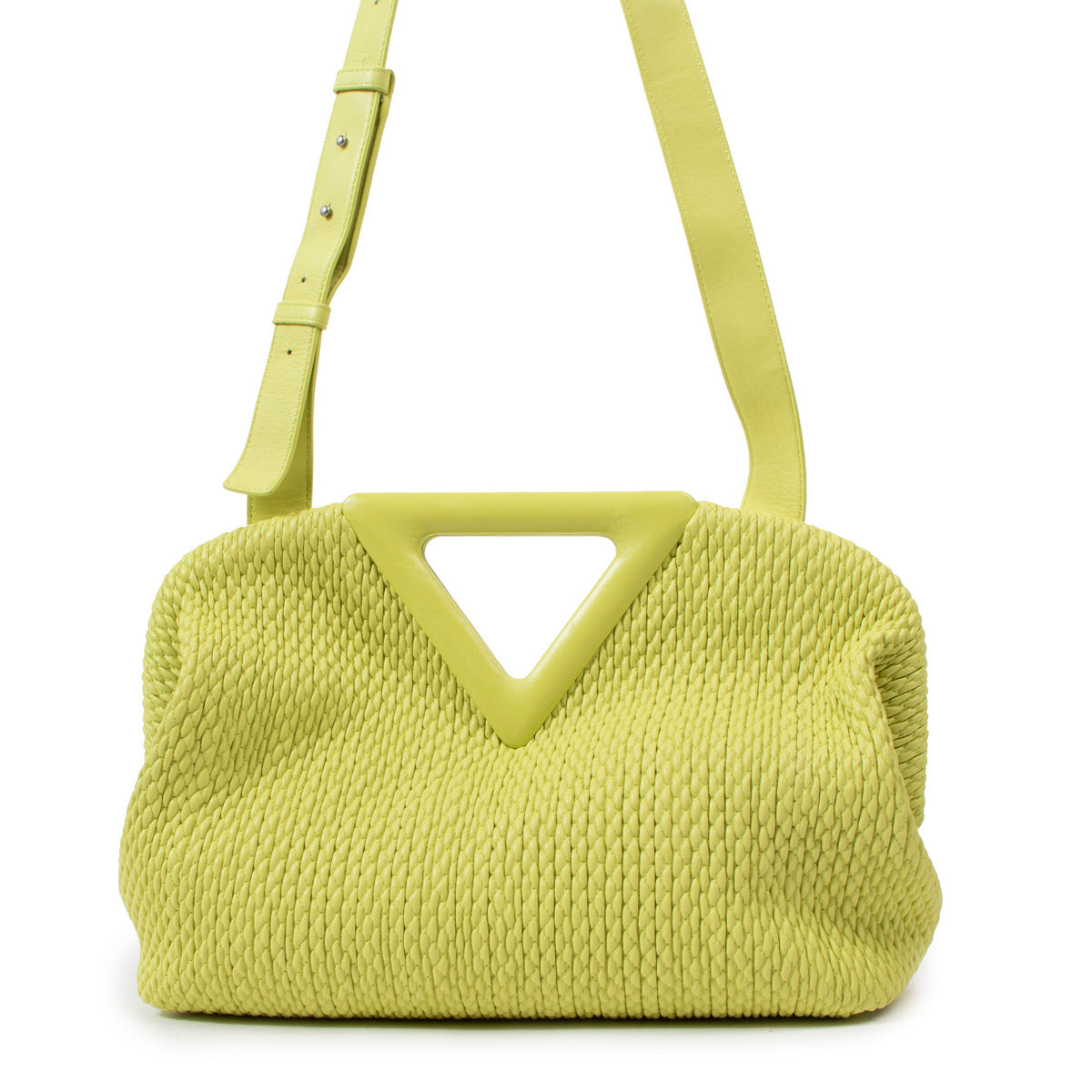 Bottega Veneta Point Medium Quilted Seagrass Top Handle Bag