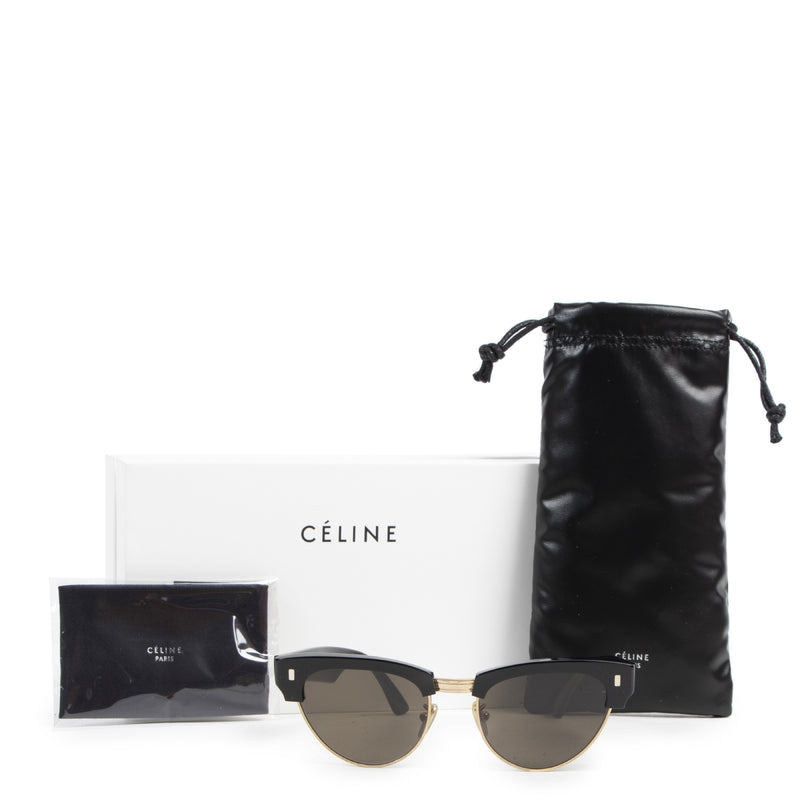 Authentic secondhand Céline Black and Gold Cateye Sunglasses designer accessories fashion luxury vintage webshop safe secure online shopping
