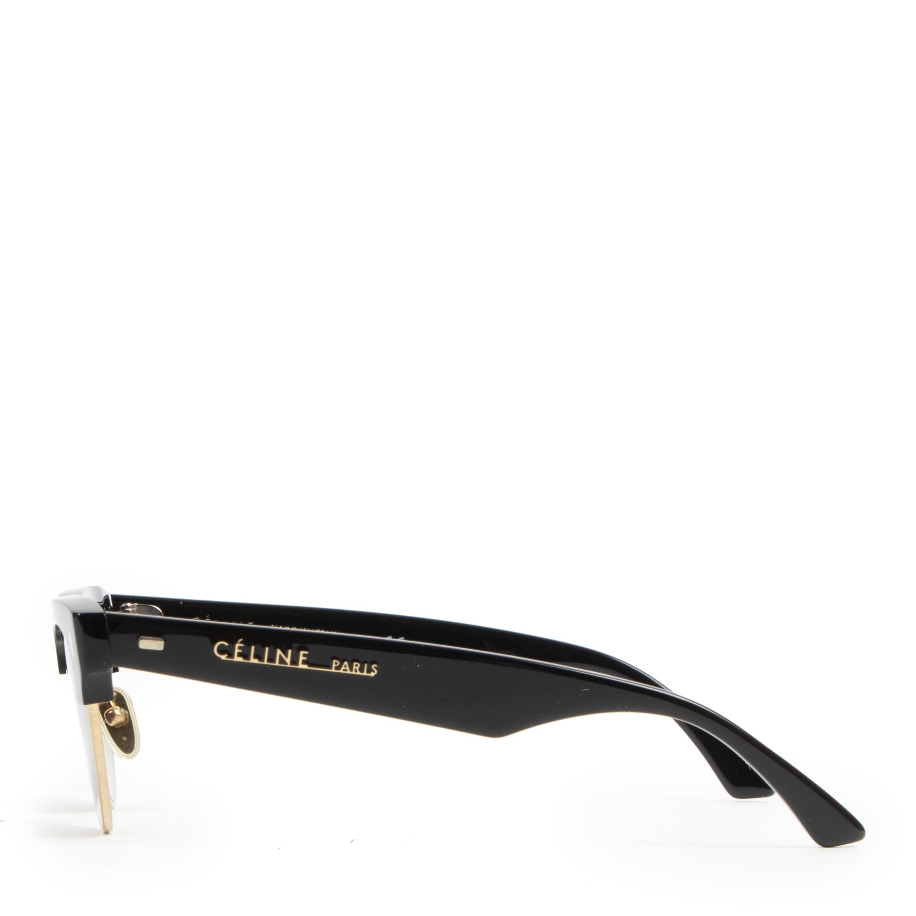 Authentieke Tweedehands Céline Black and Gold Cateye Sunglasses juiste prijs veilig online shoppen luxe merken webshop winkelen Antwerpen België mode fashion