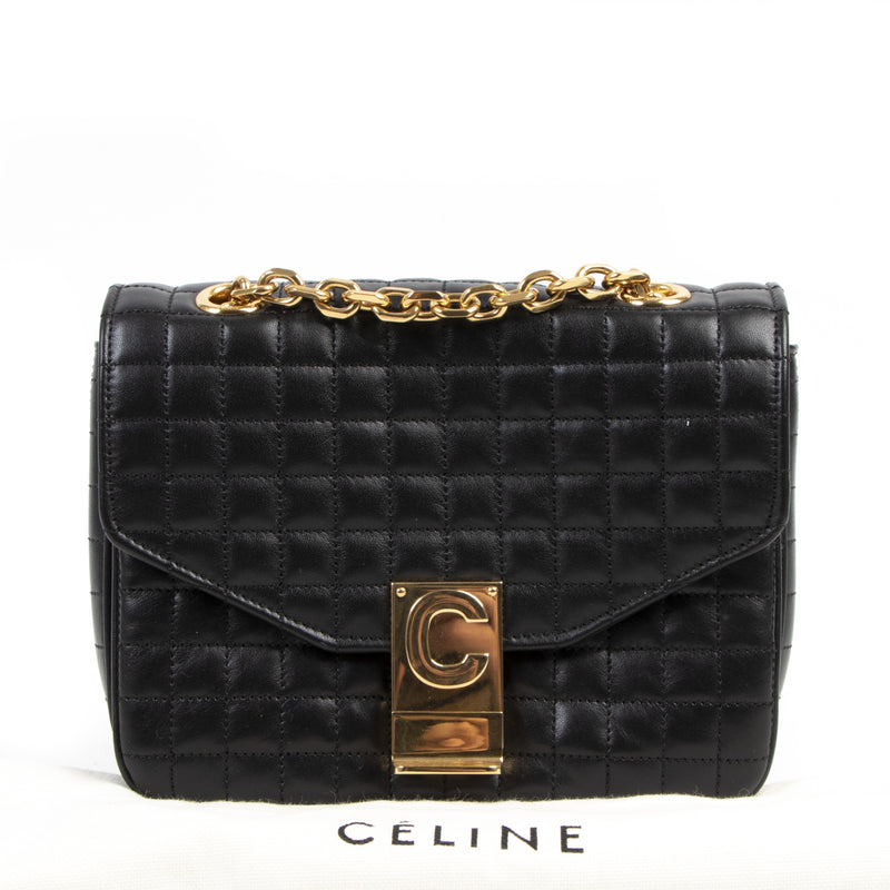 Céline C Bag Matelasse Black Leather