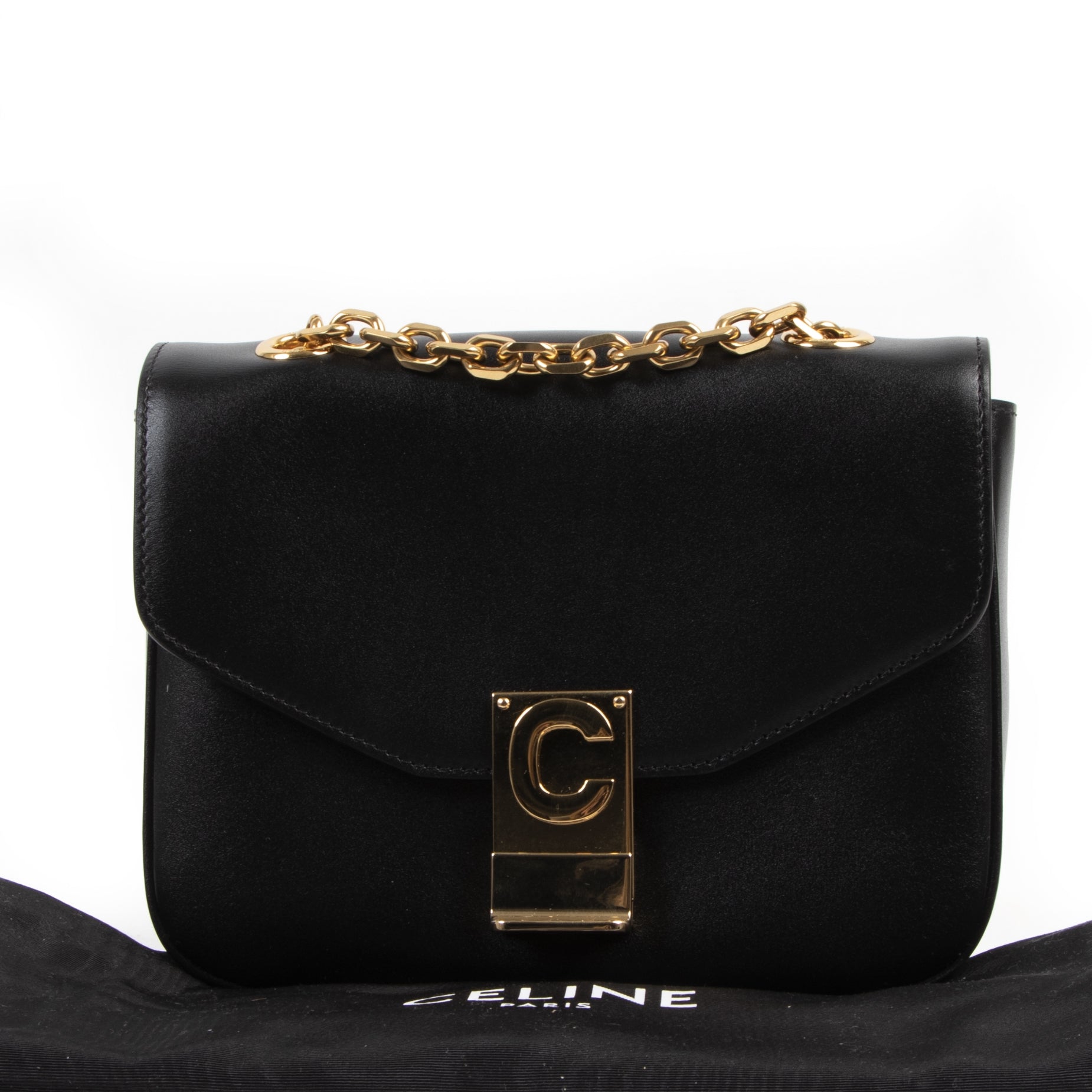 acheter en ligne seconde main Celine Black Boxcalf Small C-bag
