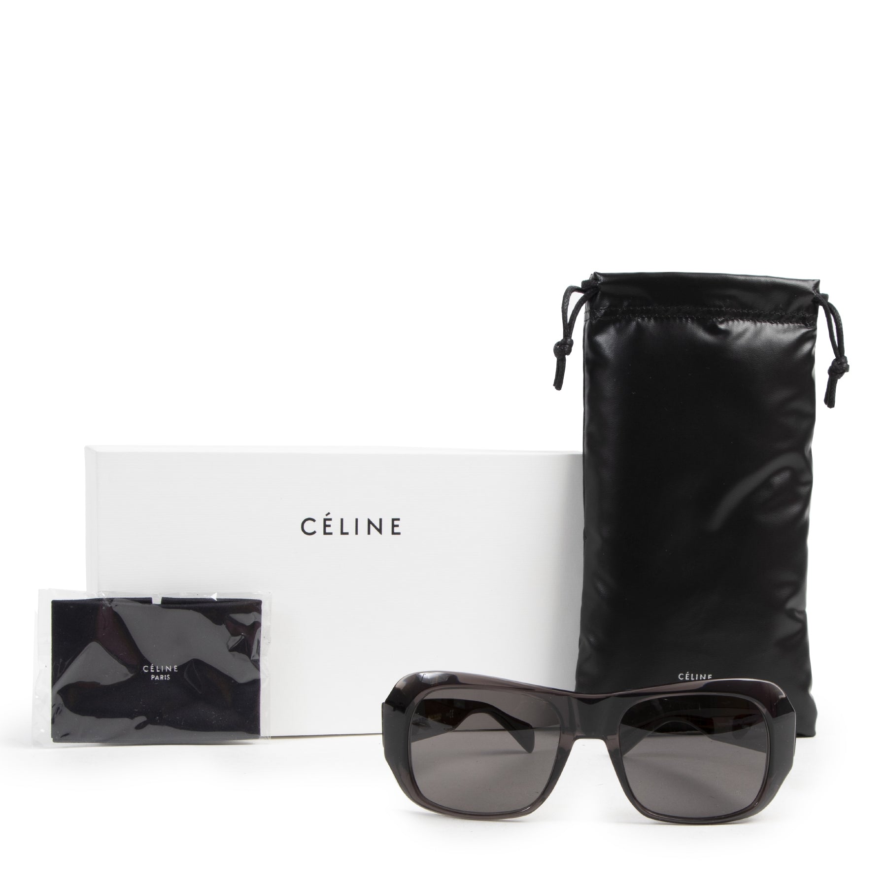 Authentic secondhand Céline Transparant Dark Grey Rectangular 0049 Sunglasses designer accessories fashion luxury vintage webshop safe secure online shopping