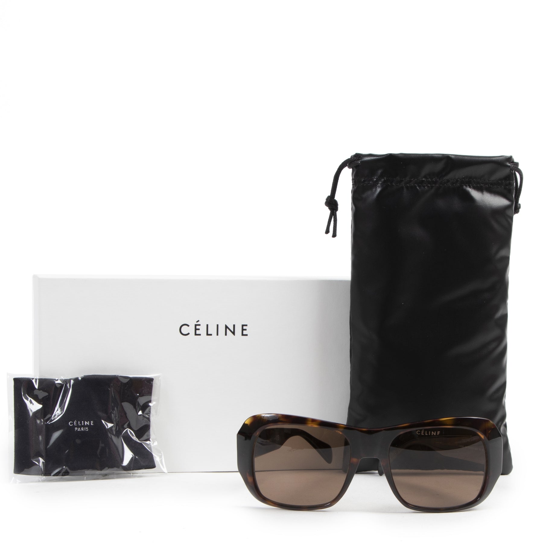 Céline Rectangular 0049 Dark Havana Sunglasses