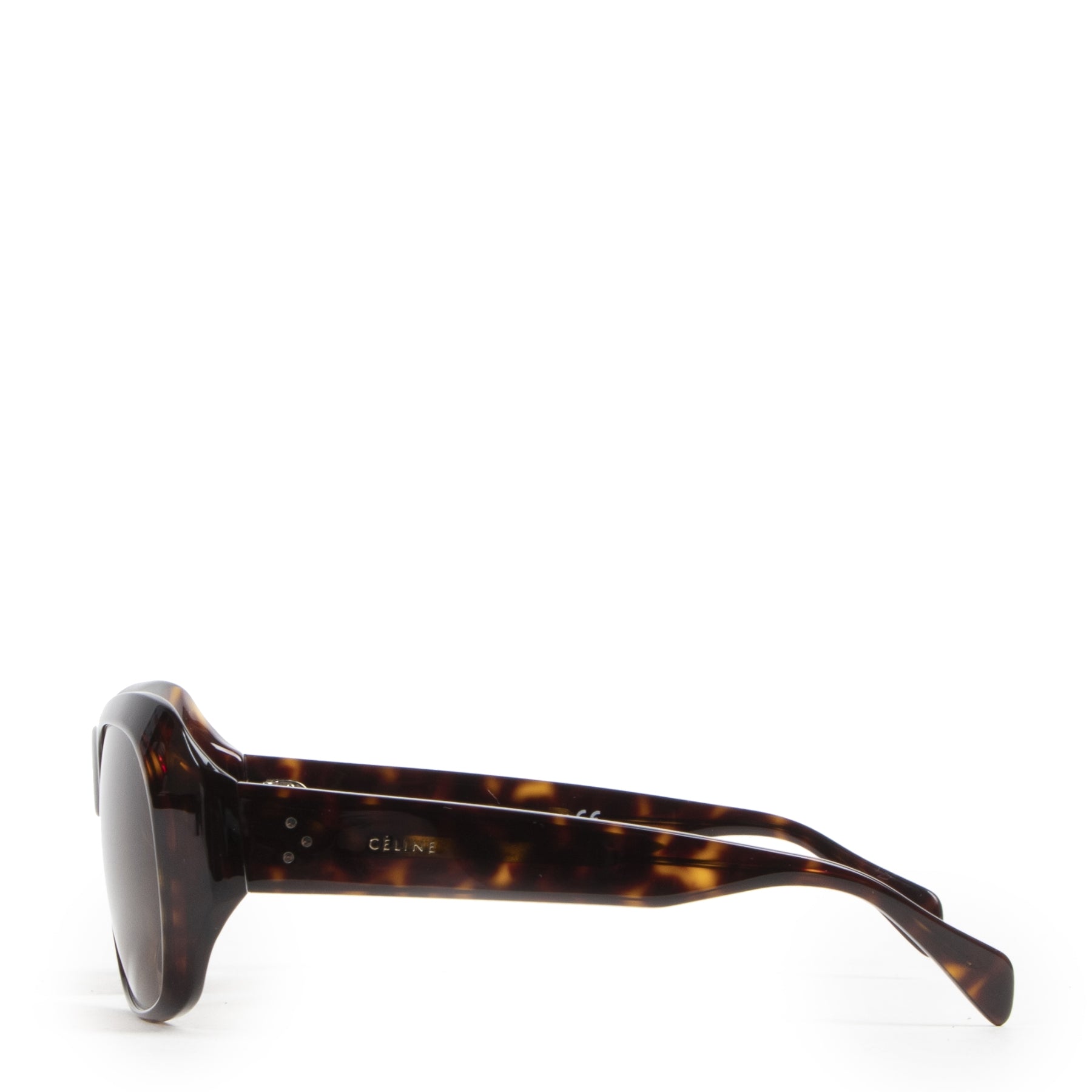 Authentieke Tweedehands Céline Rectangular 0049 Dark Havana Sunglasses juiste prijs veilig online shoppen luxe merken webshop winkelen Antwerpen België mode fashion designer zonnebril