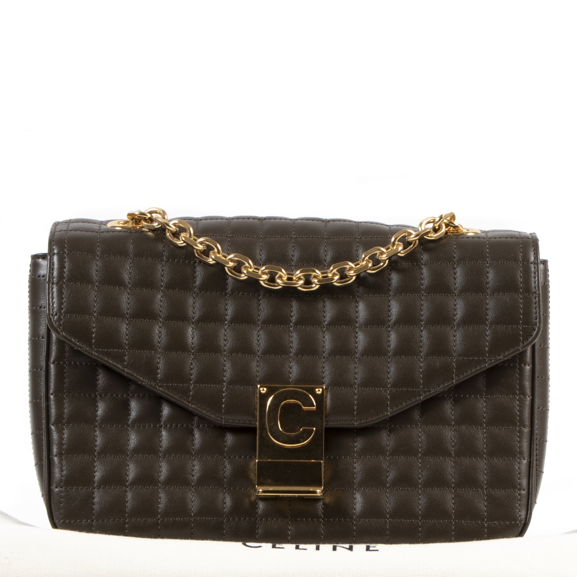 Koop en verkoop veilig en makkelijk uw authentieke designer Celine C Khaki Medium Matelasse Bag