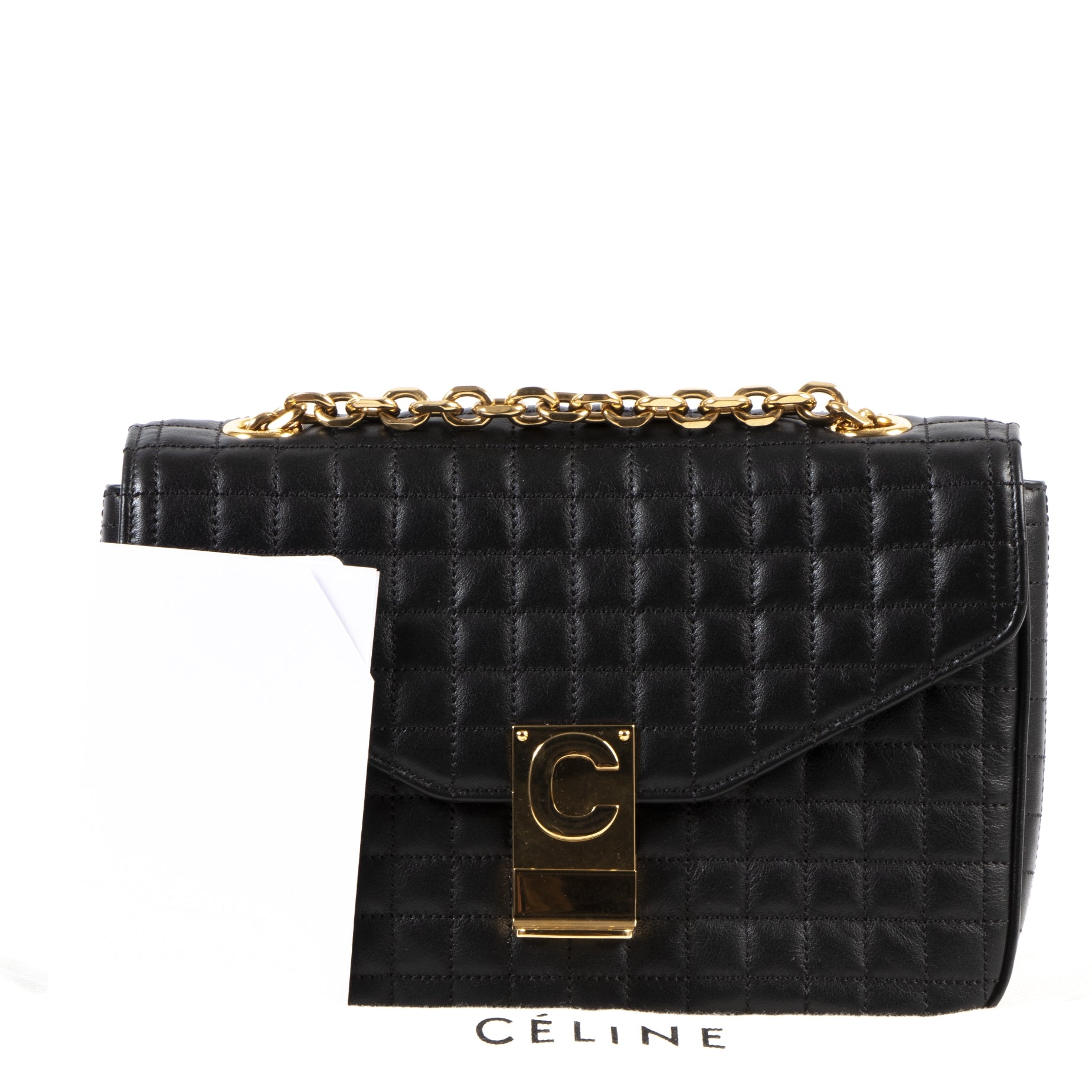 Celine C Black Medium Matelasse Bag full set brand new available online at Labellov