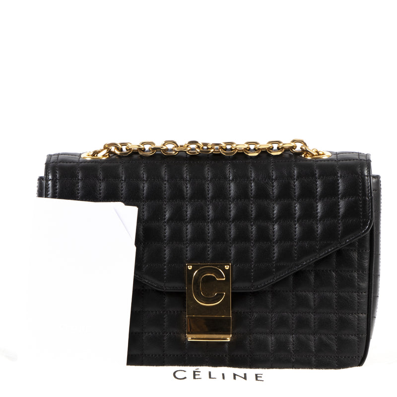 Celine C Black Medium Matelasse Bag full set brand new available online at Labellov