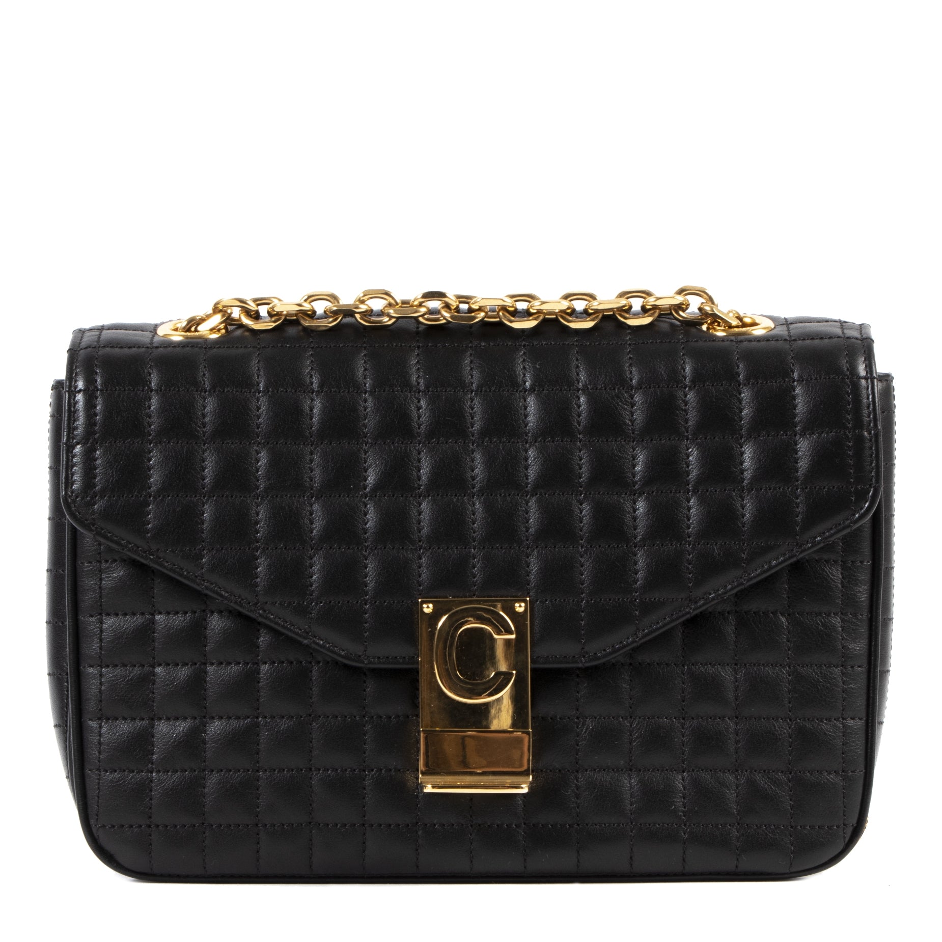 Celine C Black Medium Matelasse Bag for sale online vintage designer