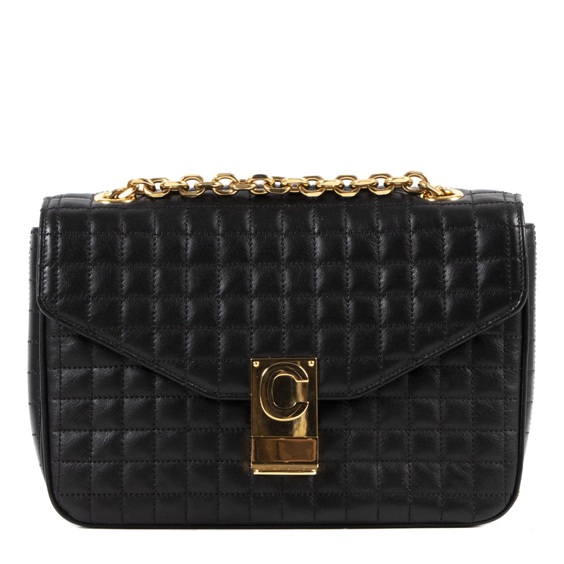Celine C Black Medium Matelasse Bag for sale online vintage designer