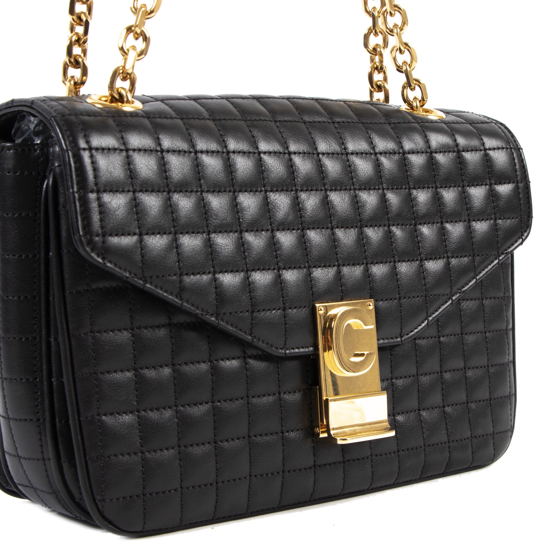 Sac Celine C noir matelassé moyen