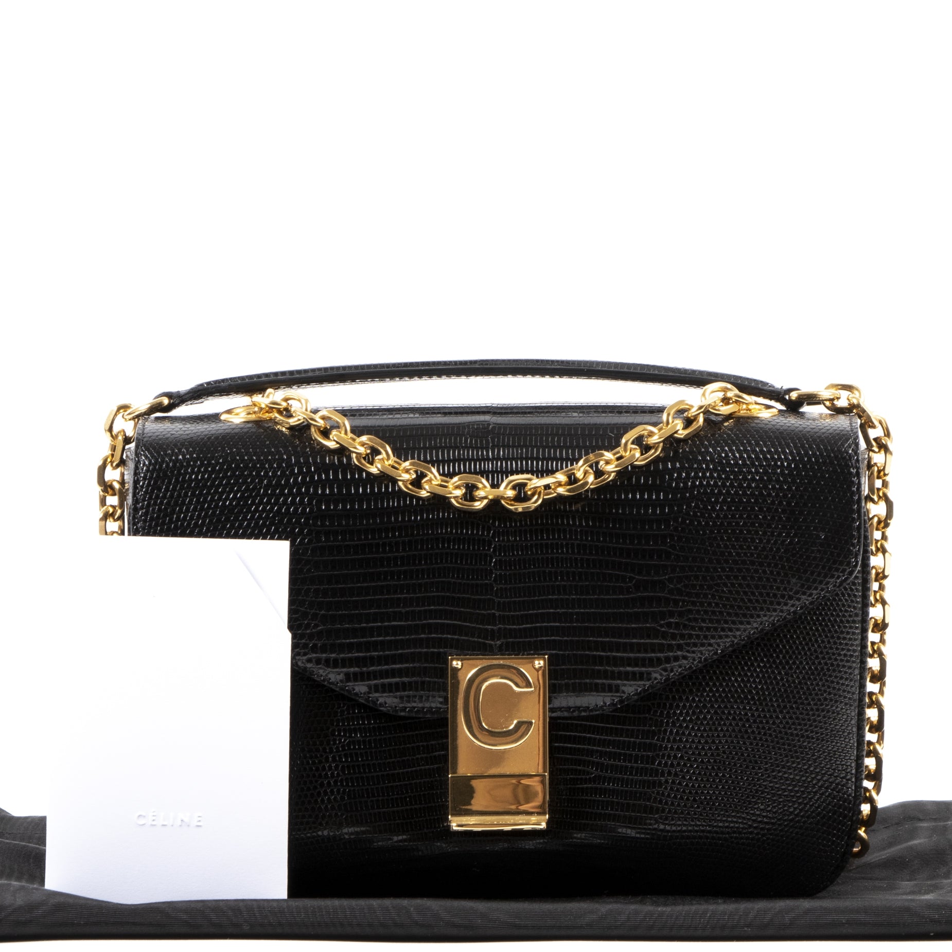 Complete set with CITES Celine medium C-Bag in lizard