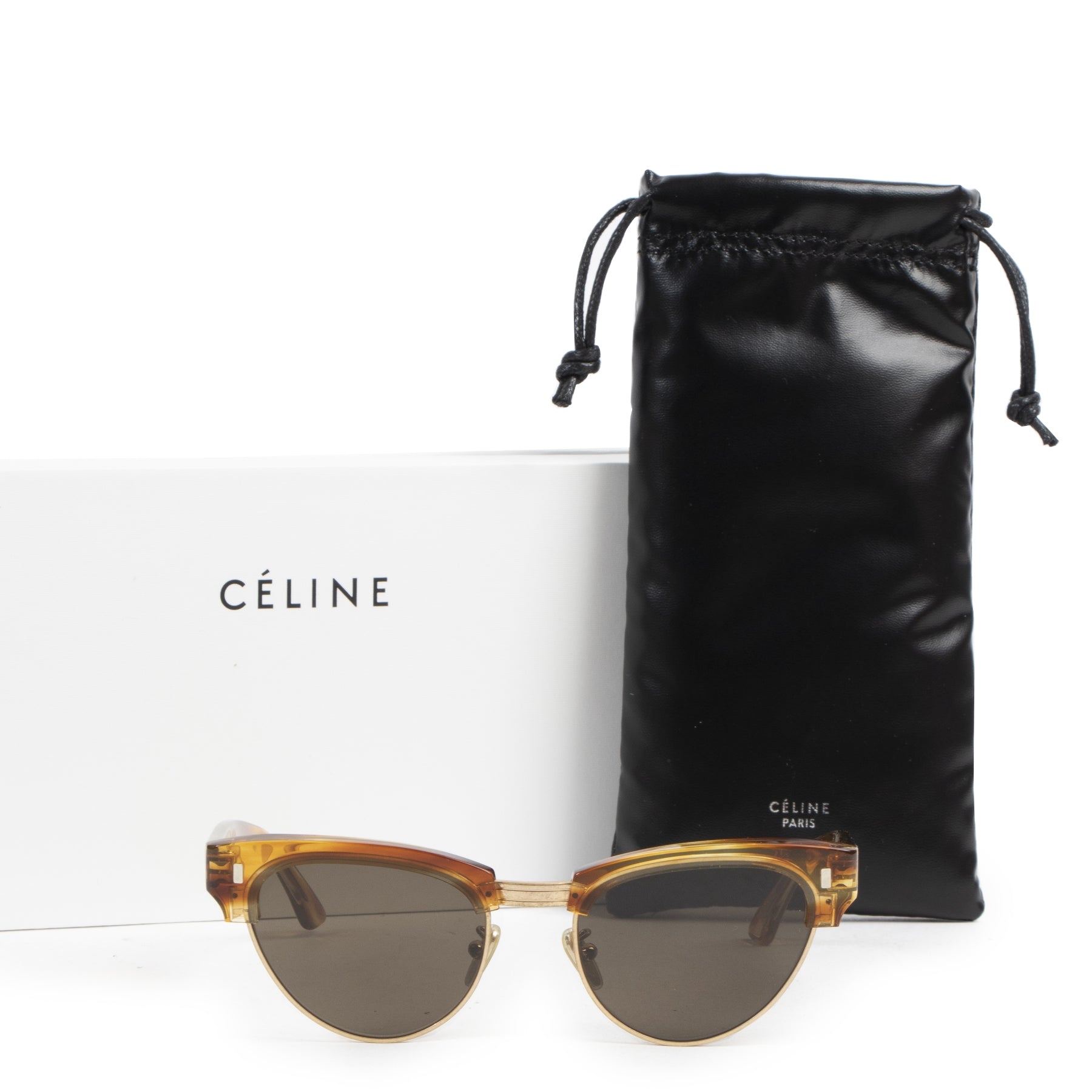 Céline Round 0059 Striped Honey Havana Sunglasses
