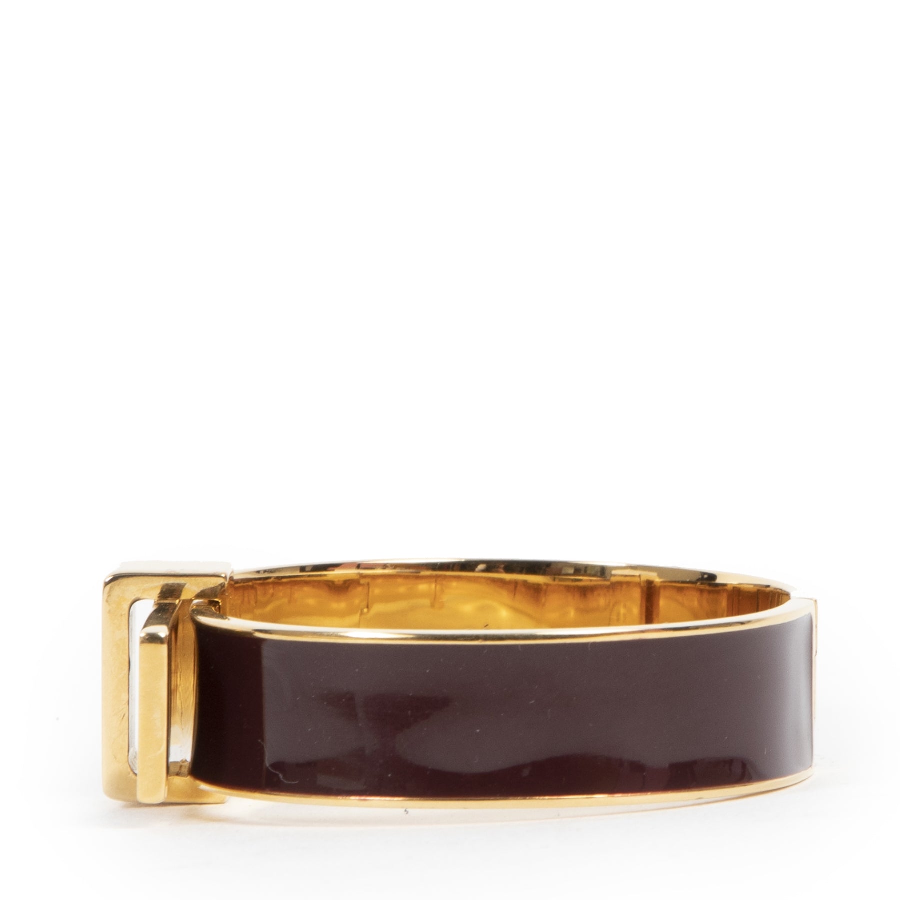 Authentic secondhand Céline Brown Enamelled Bracelet - Size Medium designer accessories fashion luxury vintage webshop safe secure online shopping