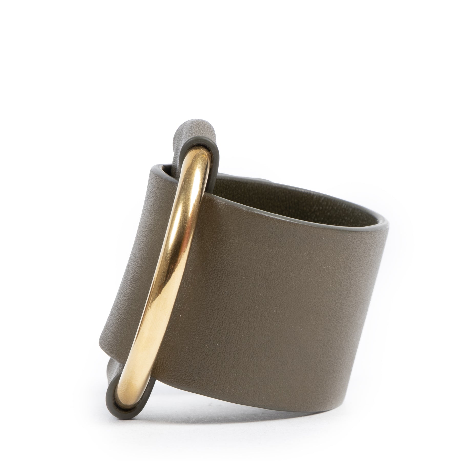 Authentieke Tweedehands Céline Khaki Leather Bracelet - Size Medium juiste prijs veilig online shoppen luxe merken webshop winkelen Antwerpen België mode fashion