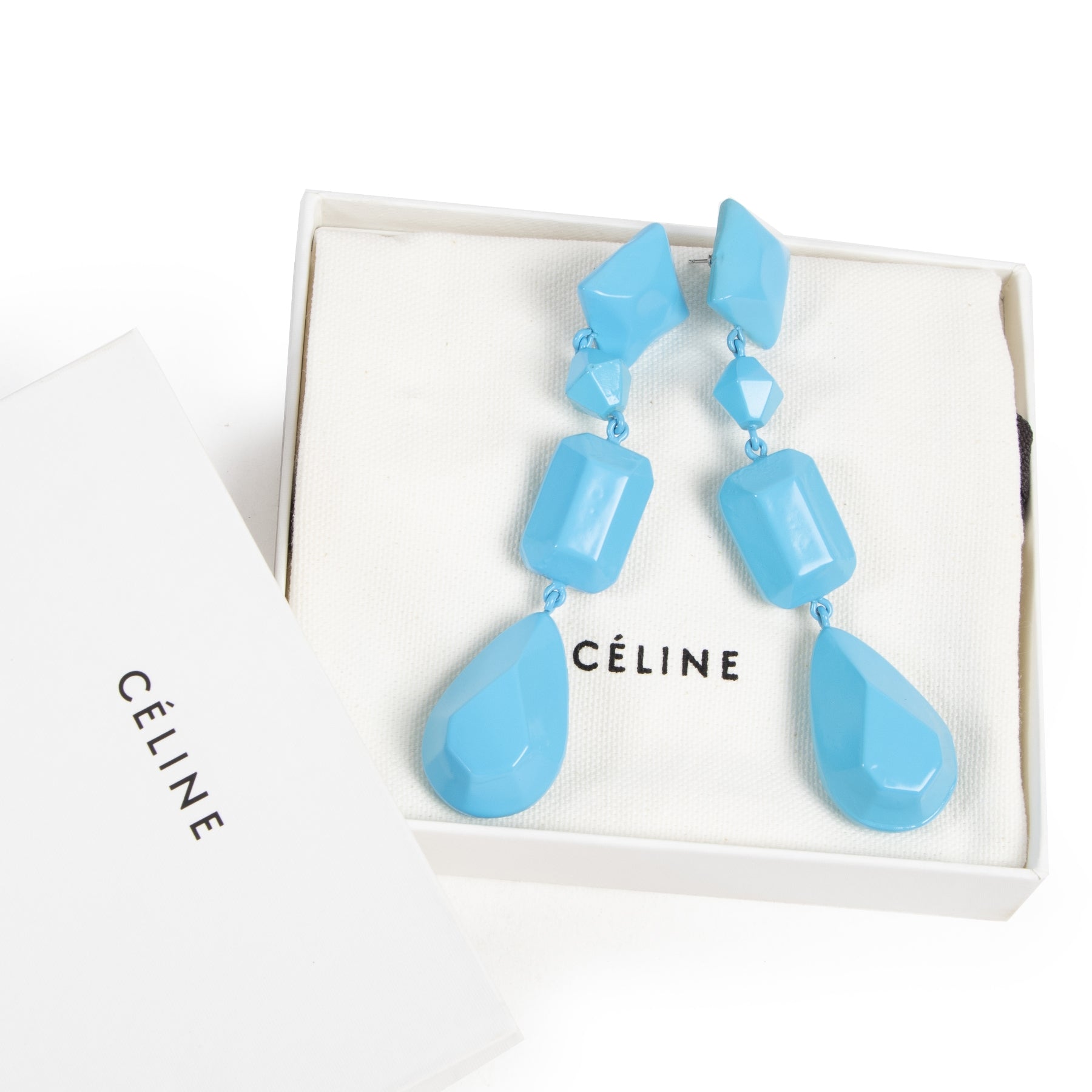Authentic secondhand Céline Turquoise Blue Drop Earrings designer bags fashion luxury vintage webshop safe secure online shopping