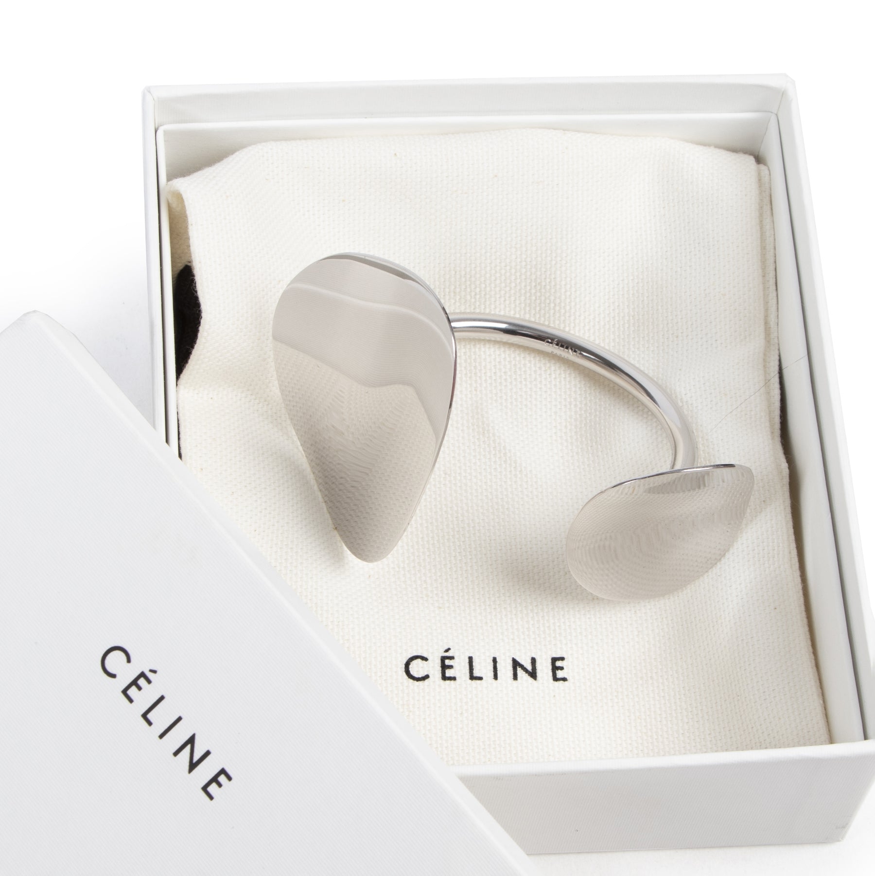 Authentic secondhand Céline Silver Metallic Bracelet designer accessories fashion luxury vintage webshop safe secure online shopping