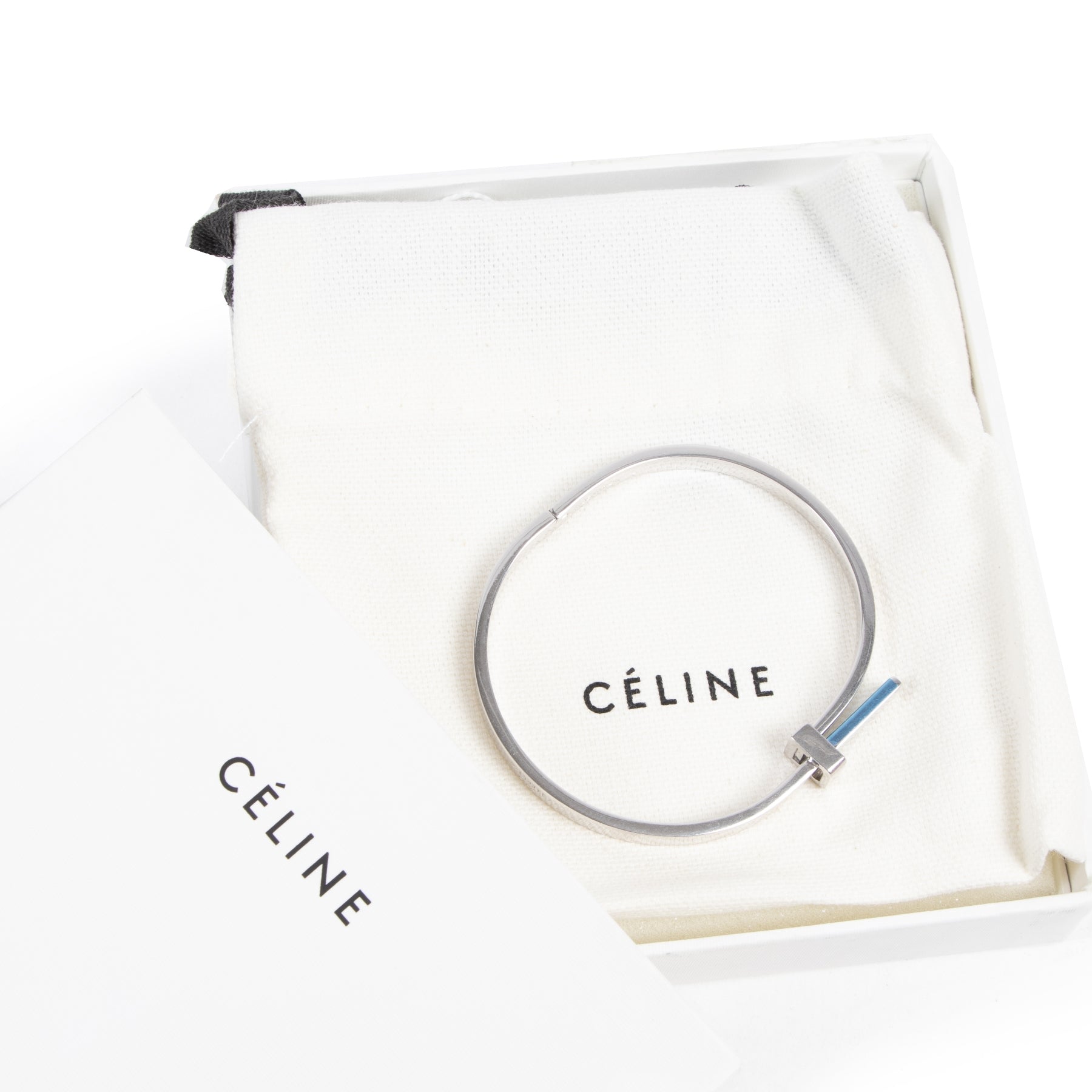 Authentic secondhand Céline Silver Extra Thin Bracelet - Size Large designer accessories fashion luxury vintage webshop safe secure online shopping