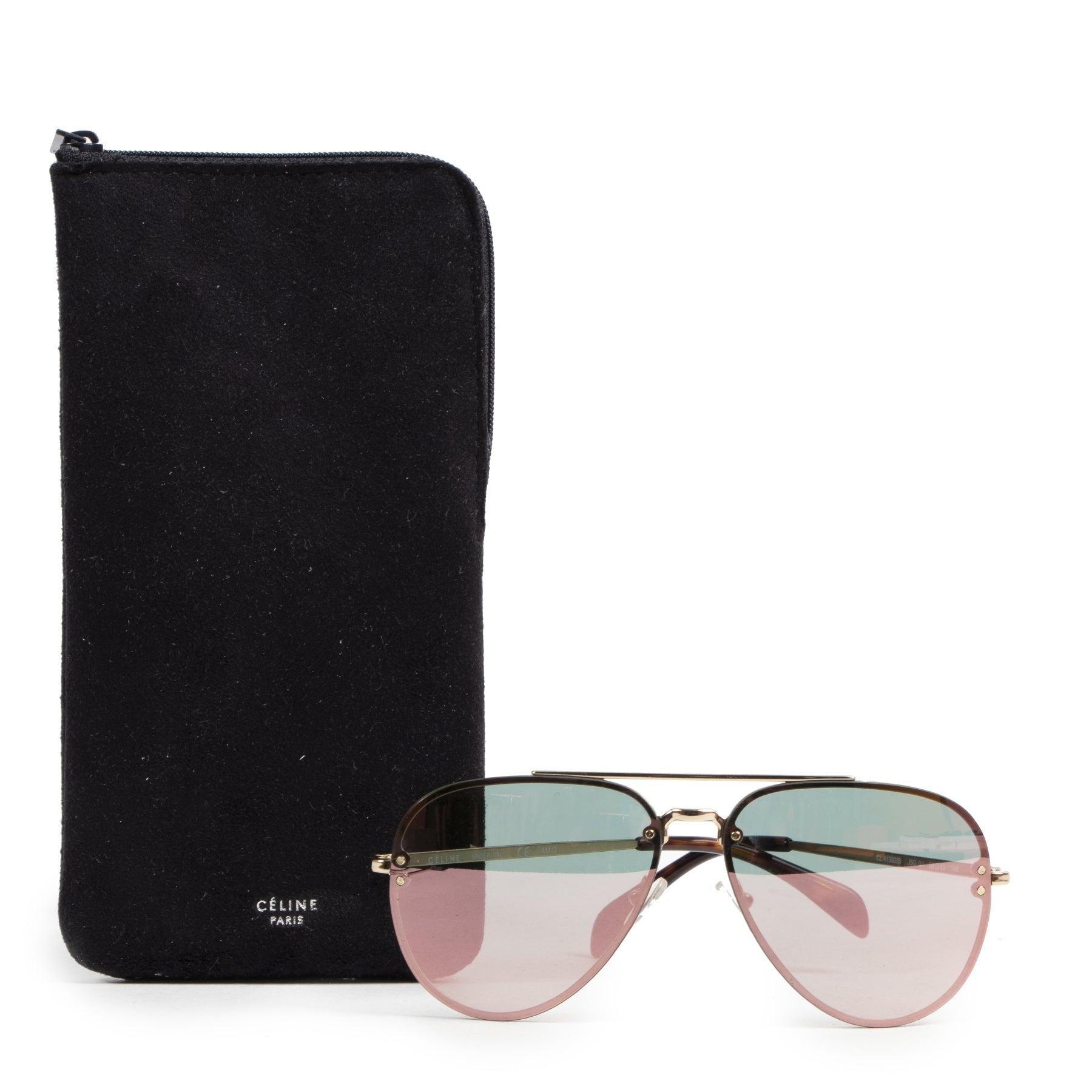 Authentic secondhand Céline Black Aviator Mirror Sunglasses designer accessories fashion luxury vintage webshop safe secure online shopping