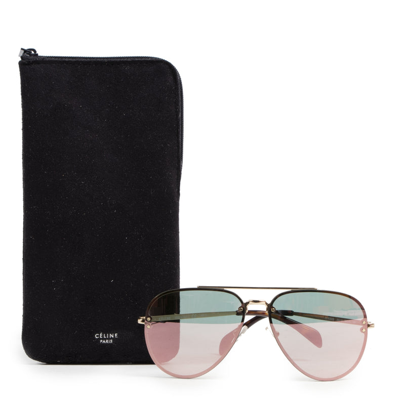 Authentic secondhand Céline Black Aviator Mirror Sunglasses designer accessories fashion luxury vintage webshop safe secure online shopping