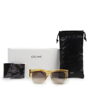 Authentic secondhand Céline Yellow Havana Striped Rectangular 0056 Sunglasses designer accessories fashion luxury vintage webshop safe secure online shopping
