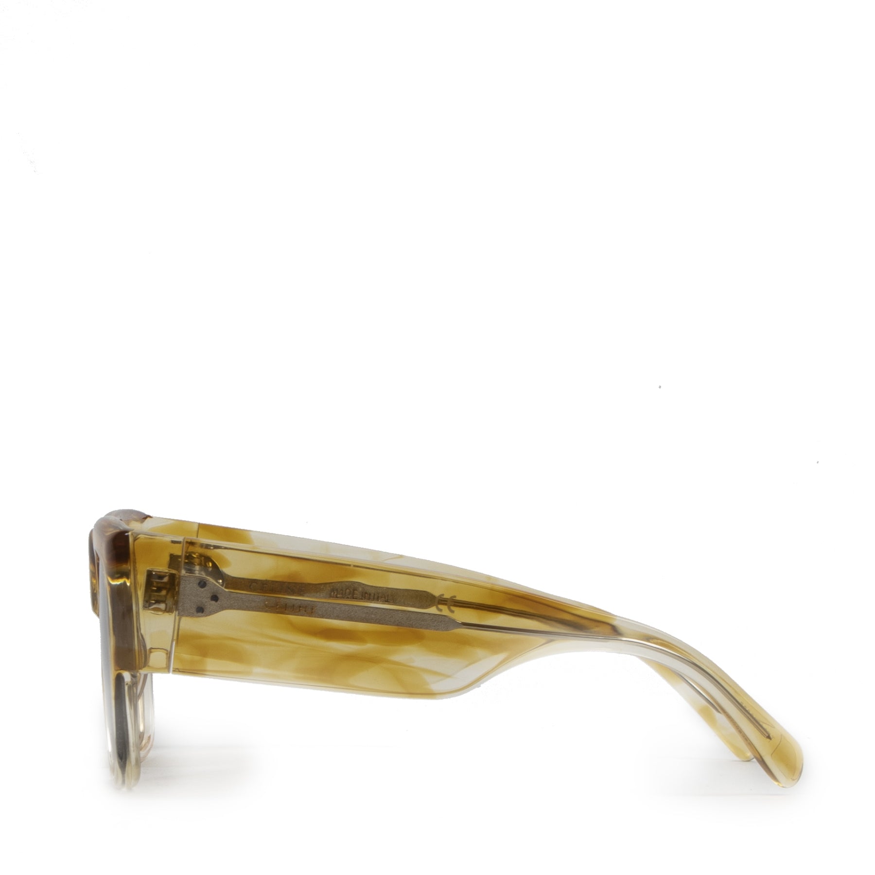 Authentieke Tweedehands Céline Yellow Havana Striped Rectangular 0056 Sunglasses juiste prijs veilig online shoppen luxe merken webshop winkelen Antwerpen België mode fashion