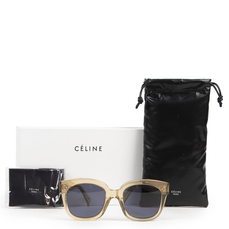 Authentic secondhand Céline New Audrey Sunglasses in Transparent Champagne Acetate designer accessories fashion luxury vintage webshop safe secure online shopping