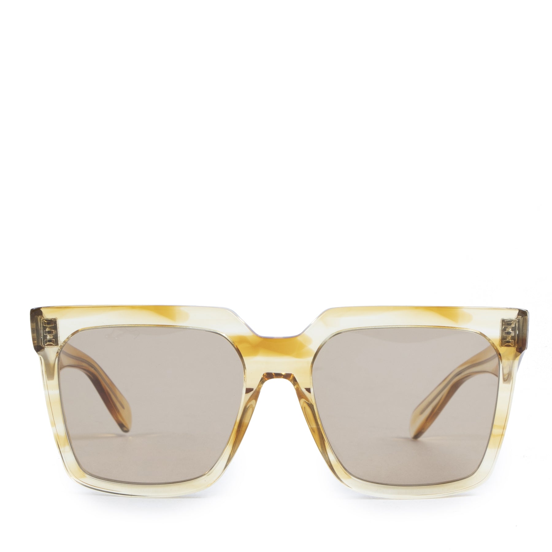 Authentic secondhand Céline Yellow Havana Striped Oversized 0055 Sunglasses designer accessories fashion luxury vintage webshop safe secure online shopping