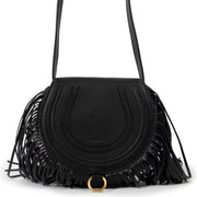 Chloé Black Small Marcie Fringe Saddle Crossbody Bag