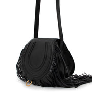 Chloé Black Small Marcie Fringe Saddle Crossbody Bag
