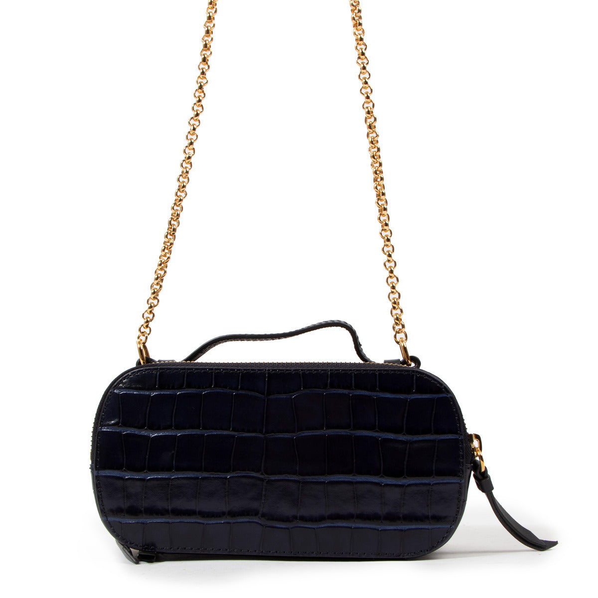 Sac boîte en cuir embossé croco bleu Chloé Mini Eyewear