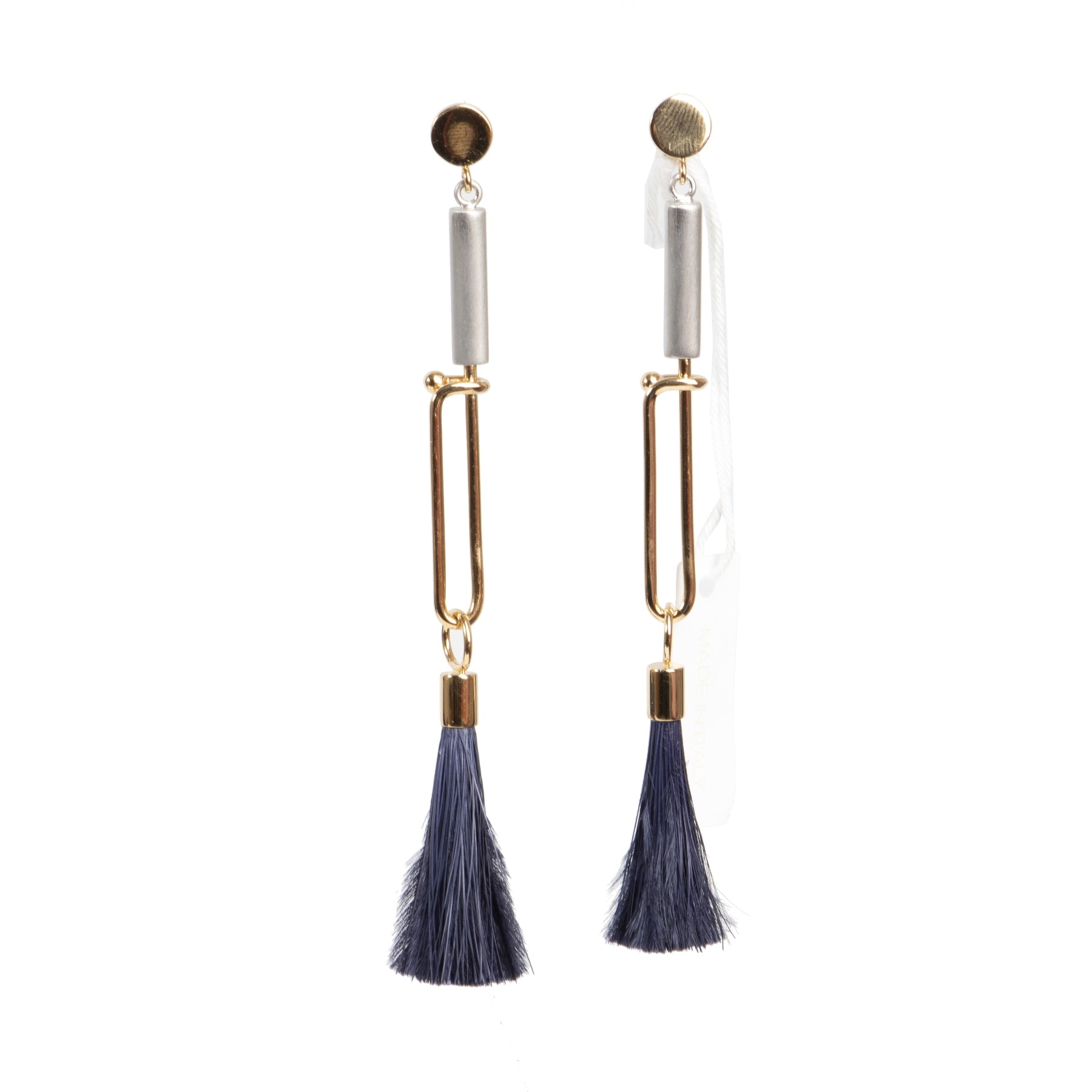 Authentic secondhand Chloé Dark Blue Tassel Earrings designer accessories fashion luxury vintage webshop safe secure online shopping