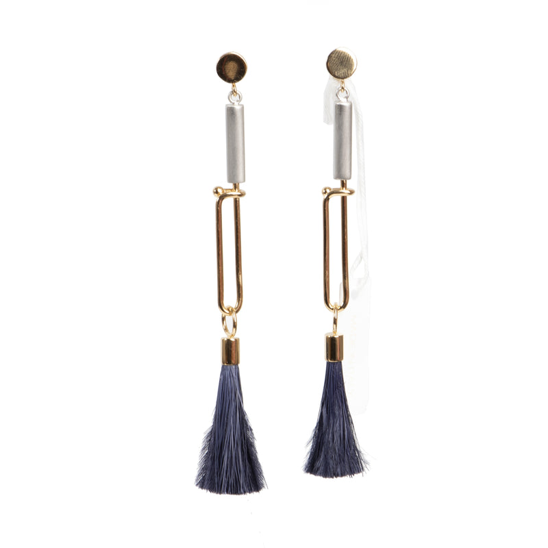 Authentic secondhand Chloé Dark Blue Tassel Earrings designer accessories fashion luxury vintage webshop safe secure online shopping