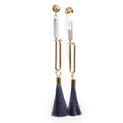 Authentieke Tweedehands Chloé Dark Blue Tassel Earrings juiste prijs veilig online shoppen luxe merken webshop winkelen Antwerpen België mode fashion