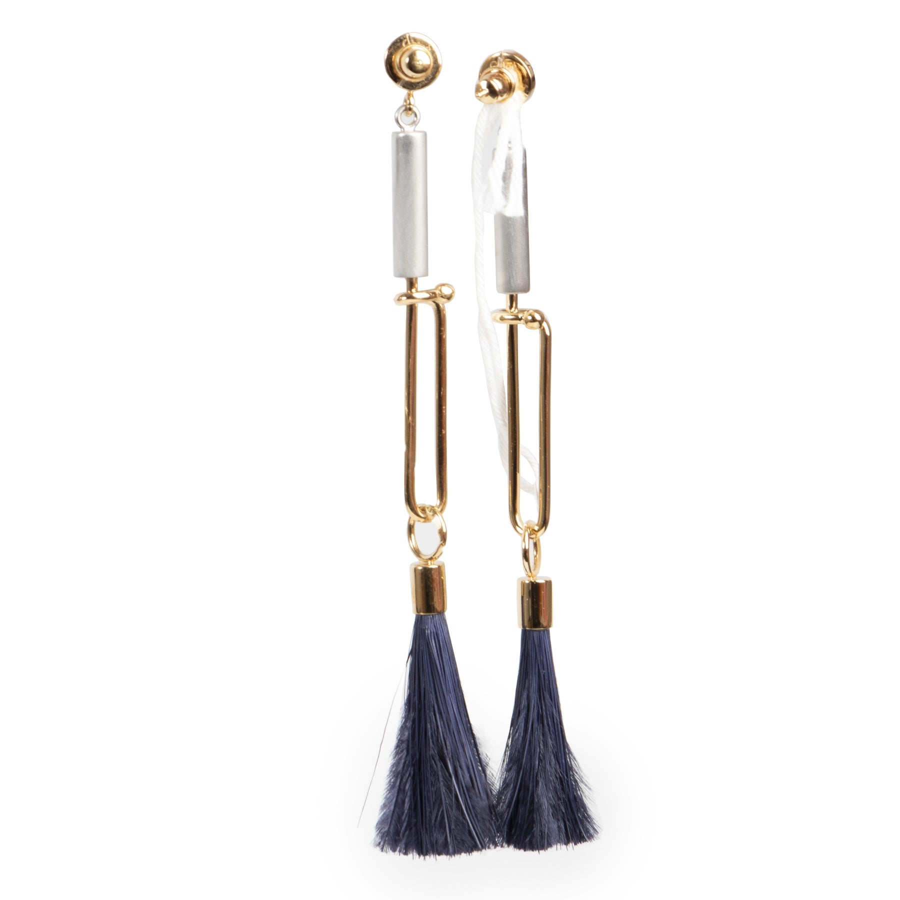 Authentieke Tweedehands Chloé Dark Blue Tassel Earrings juiste prijs veilig online shoppen luxe merken webshop winkelen Antwerpen België mode fashion
