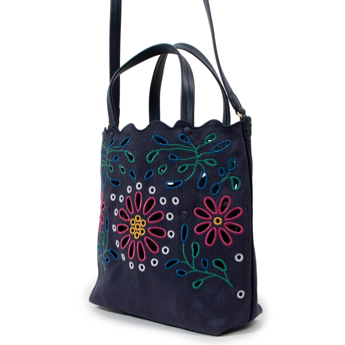 Chloé Blue Small Kamilla North-South Linen Tote Bag