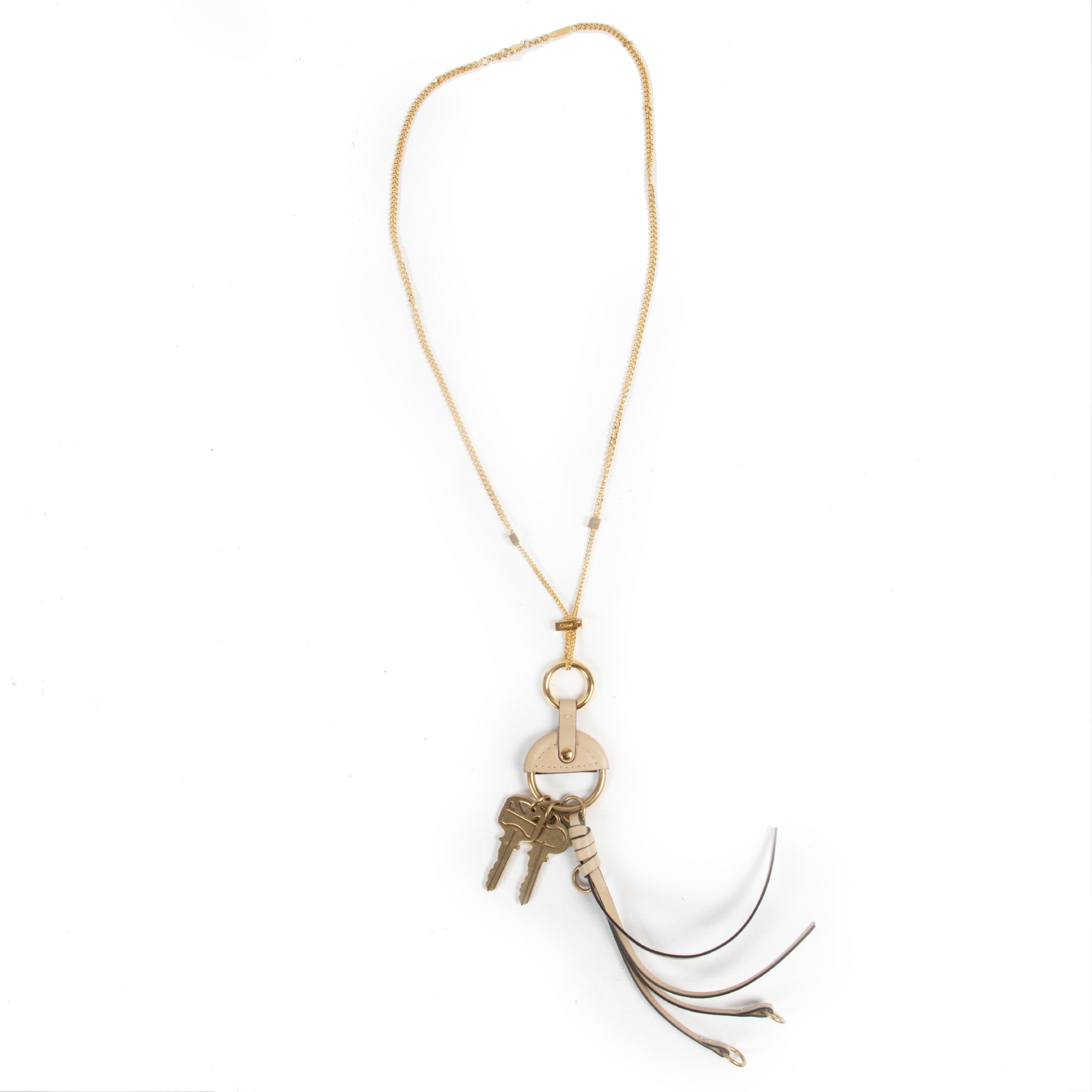 Authentieke Tweedehands Chloé Golden Long Necklace juiste prijs veilig online shoppen luxe merken webshop winkelen Antwerpen België mode fashion