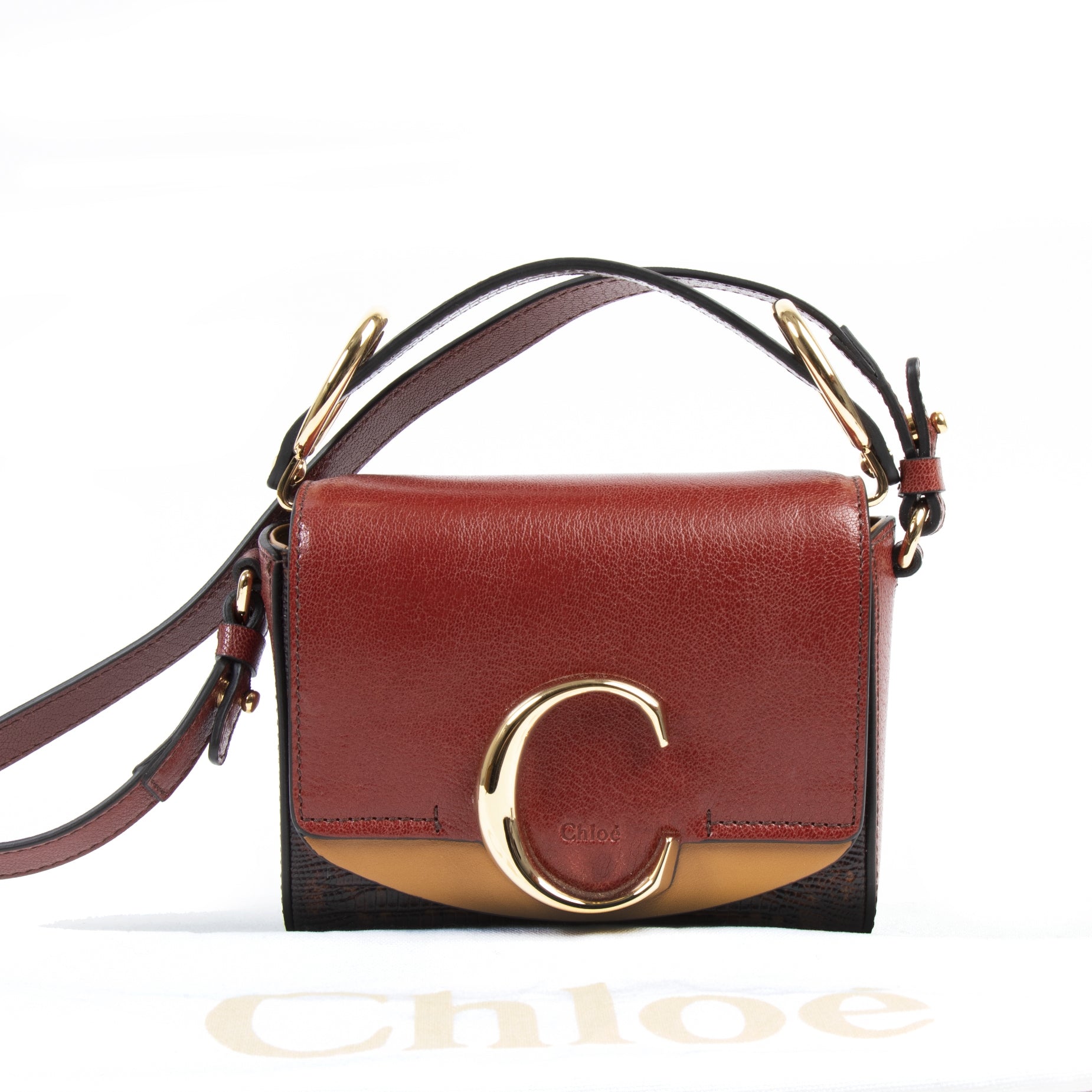 Chloé C Small Crossbody Sepia Red Bag