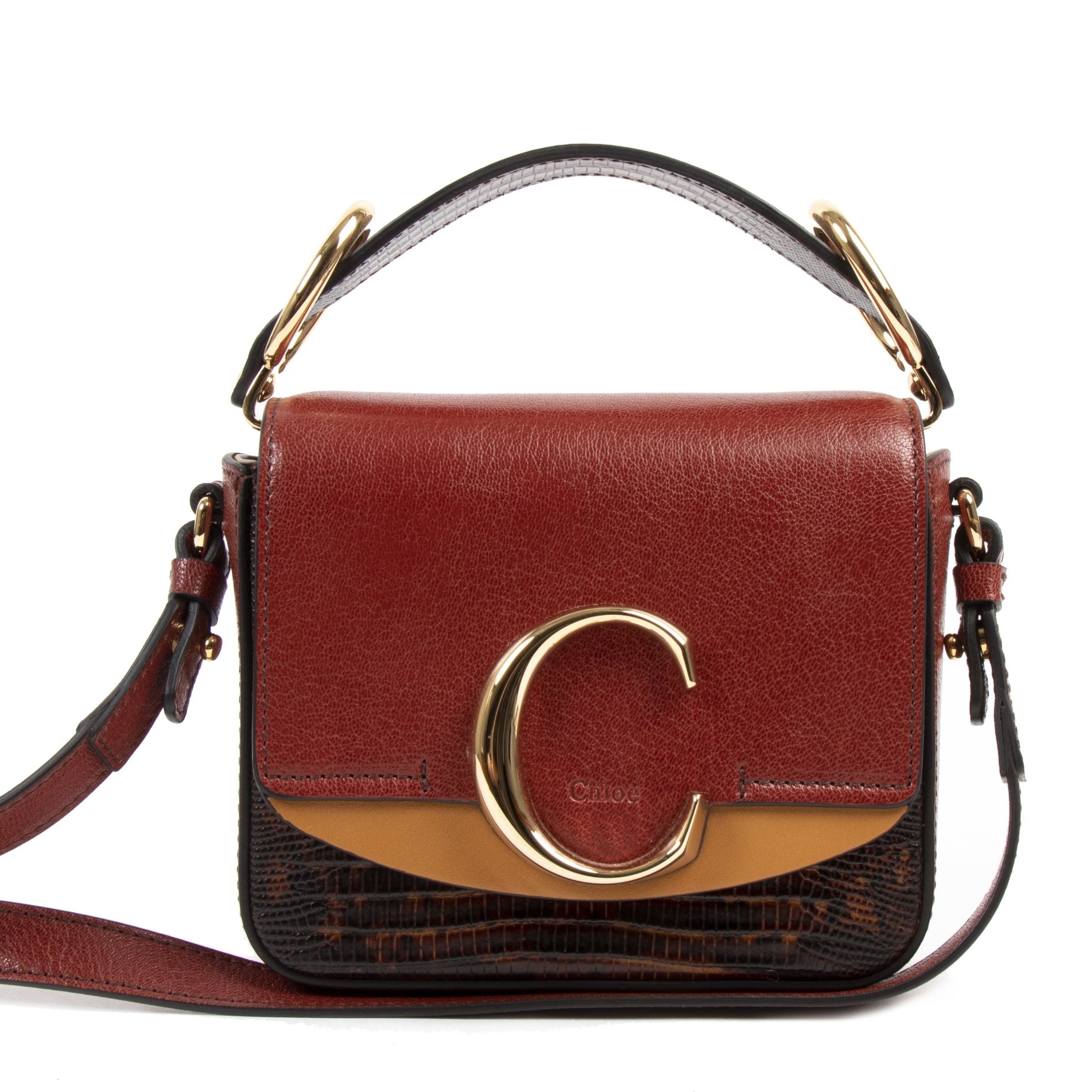 Chloé C Small Crossbody Sepia Red Bag