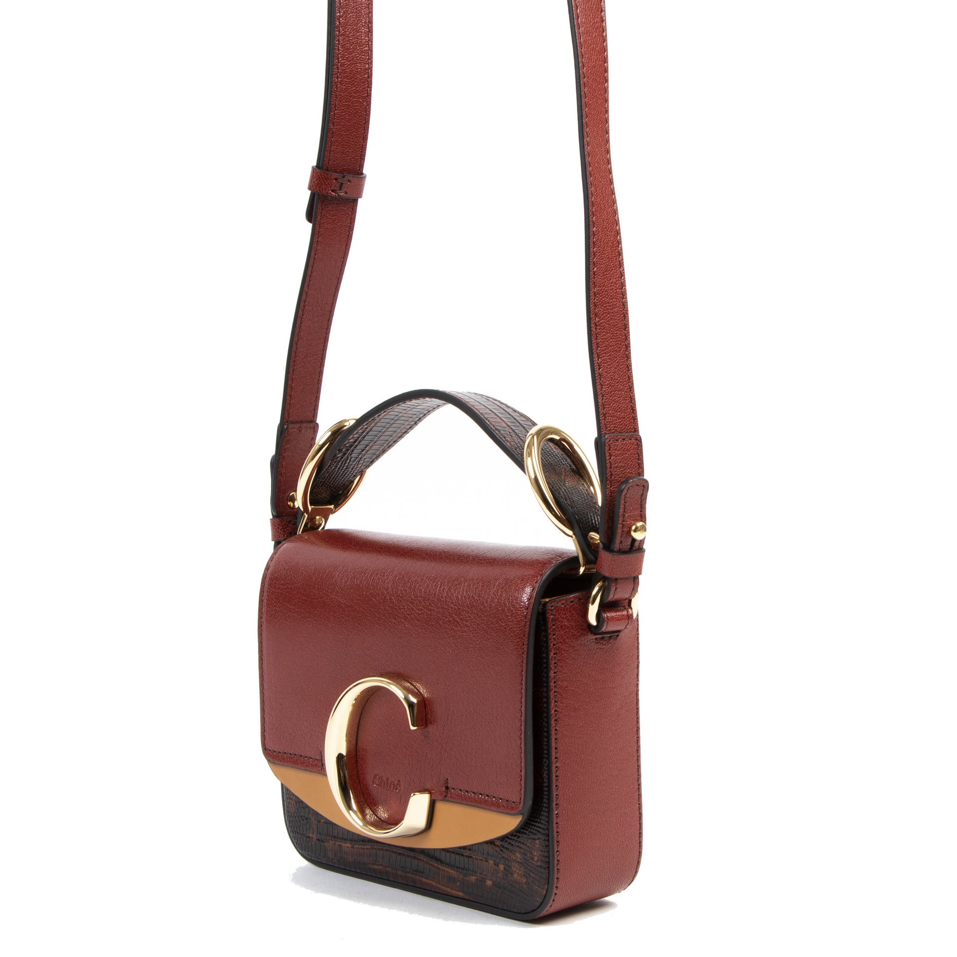 Chloé C Small Crossbody Sepia Red Bag brand new available online at Labellov