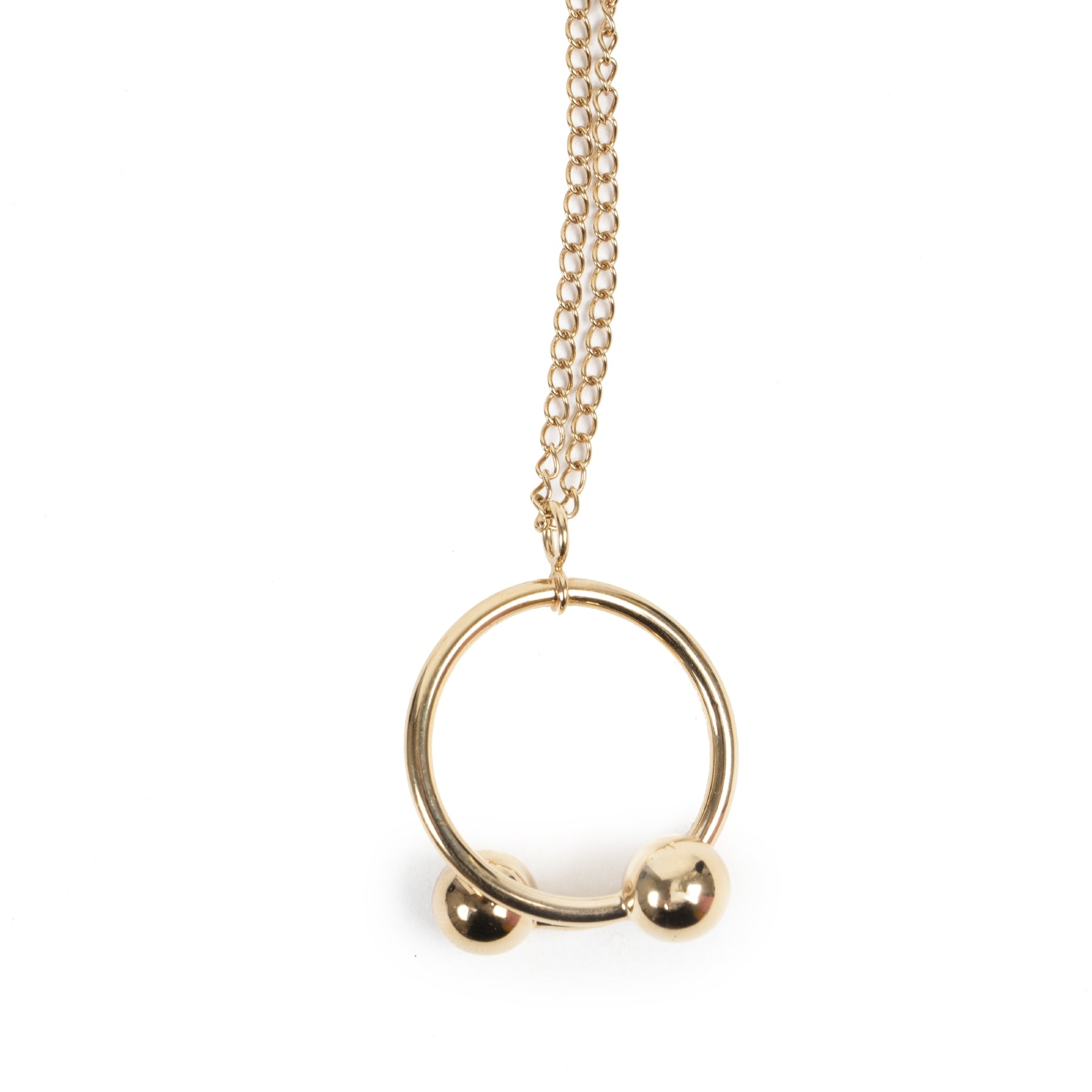 Authentic secondhand J.W. Anderson Golden Double Ball Pendant Necklace designer accessories fashion luxury vintage webshop safe secure online shopping