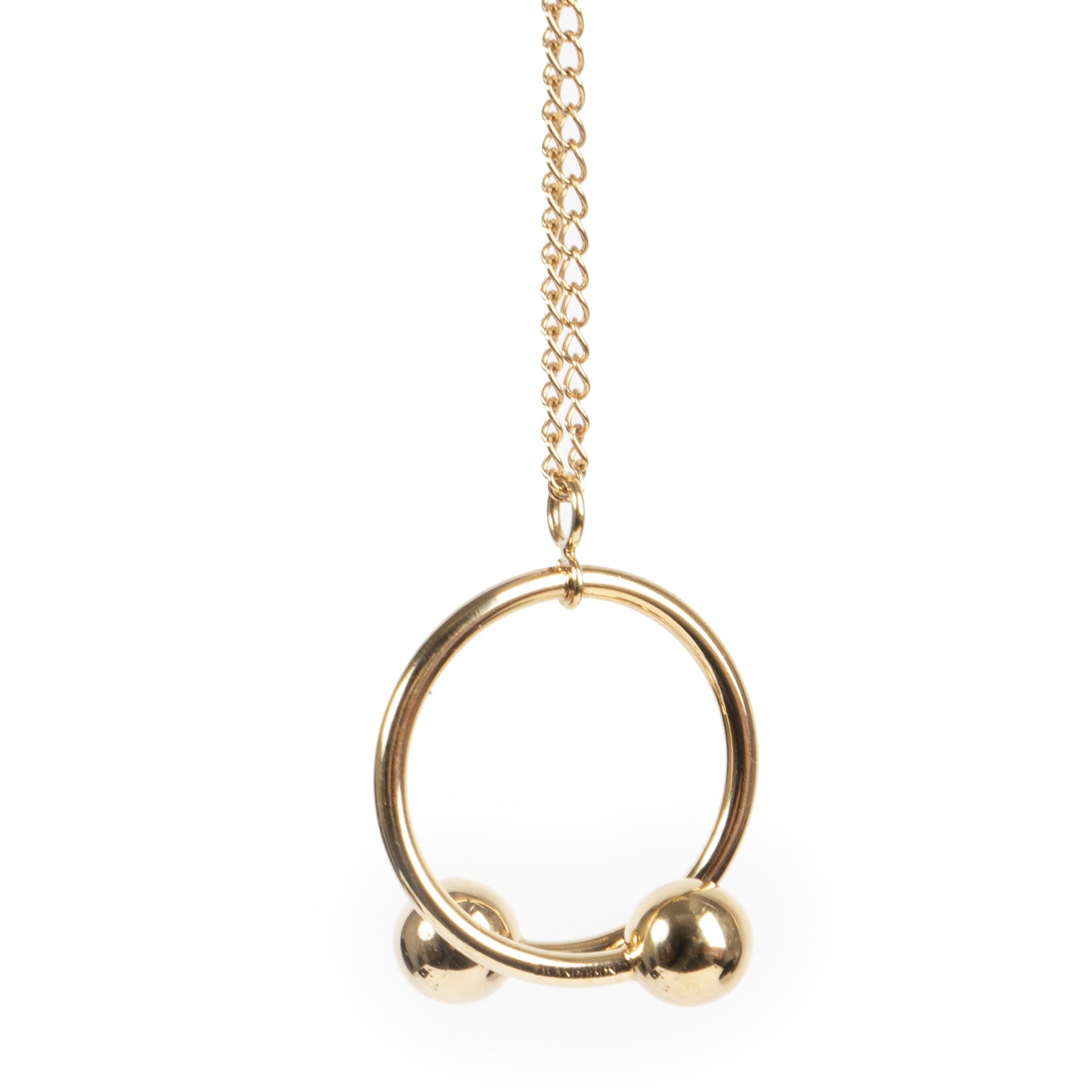 Authentic secondhand J.W. Anderson Golden Double Ball Pendant Necklace designer accessories fashion luxury vintage webshop safe secure online shopping
