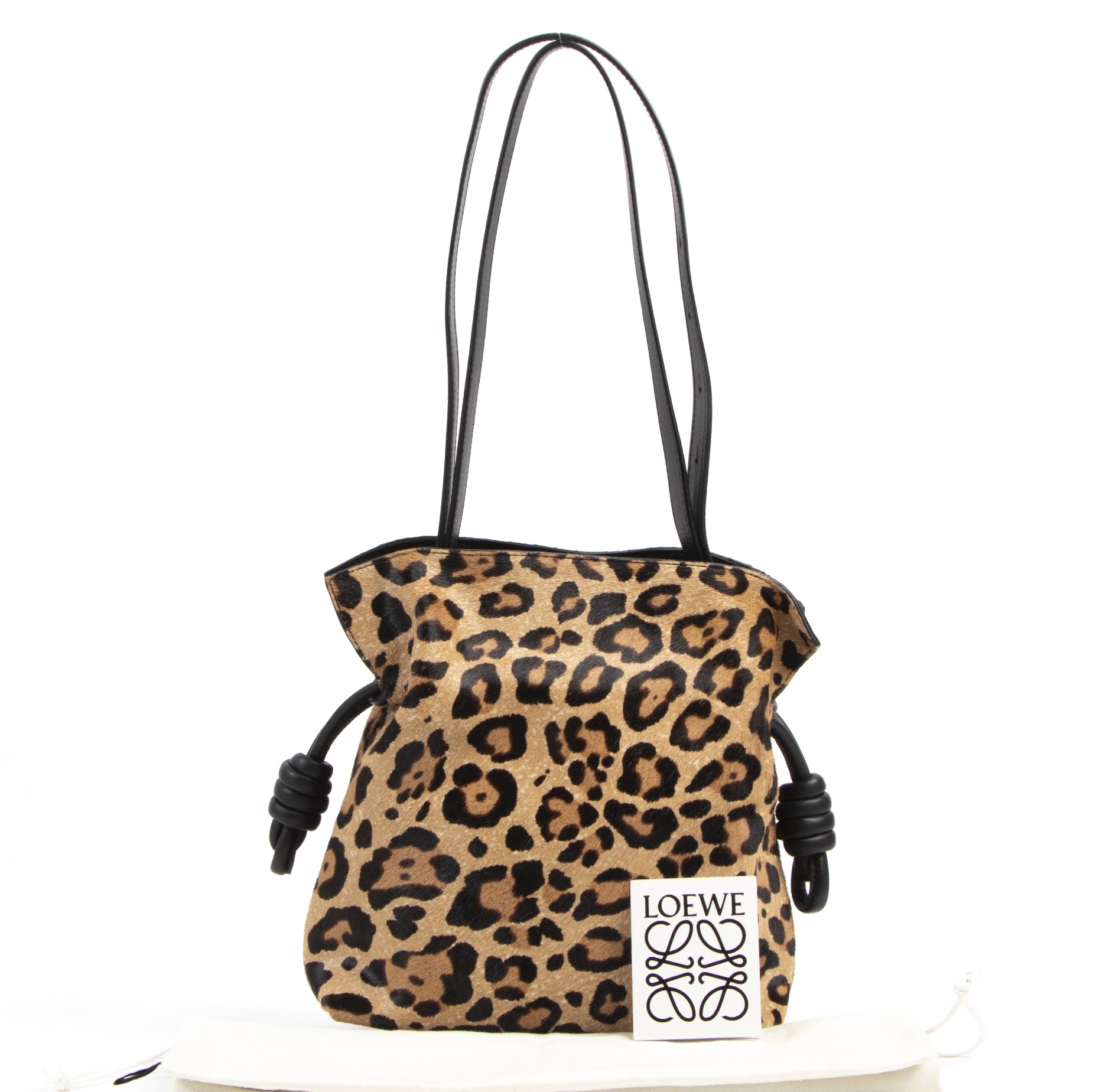 We buy and sell Loewe Small Flamenco Knot Leopard-Print Calf Hair Shoulder Bag