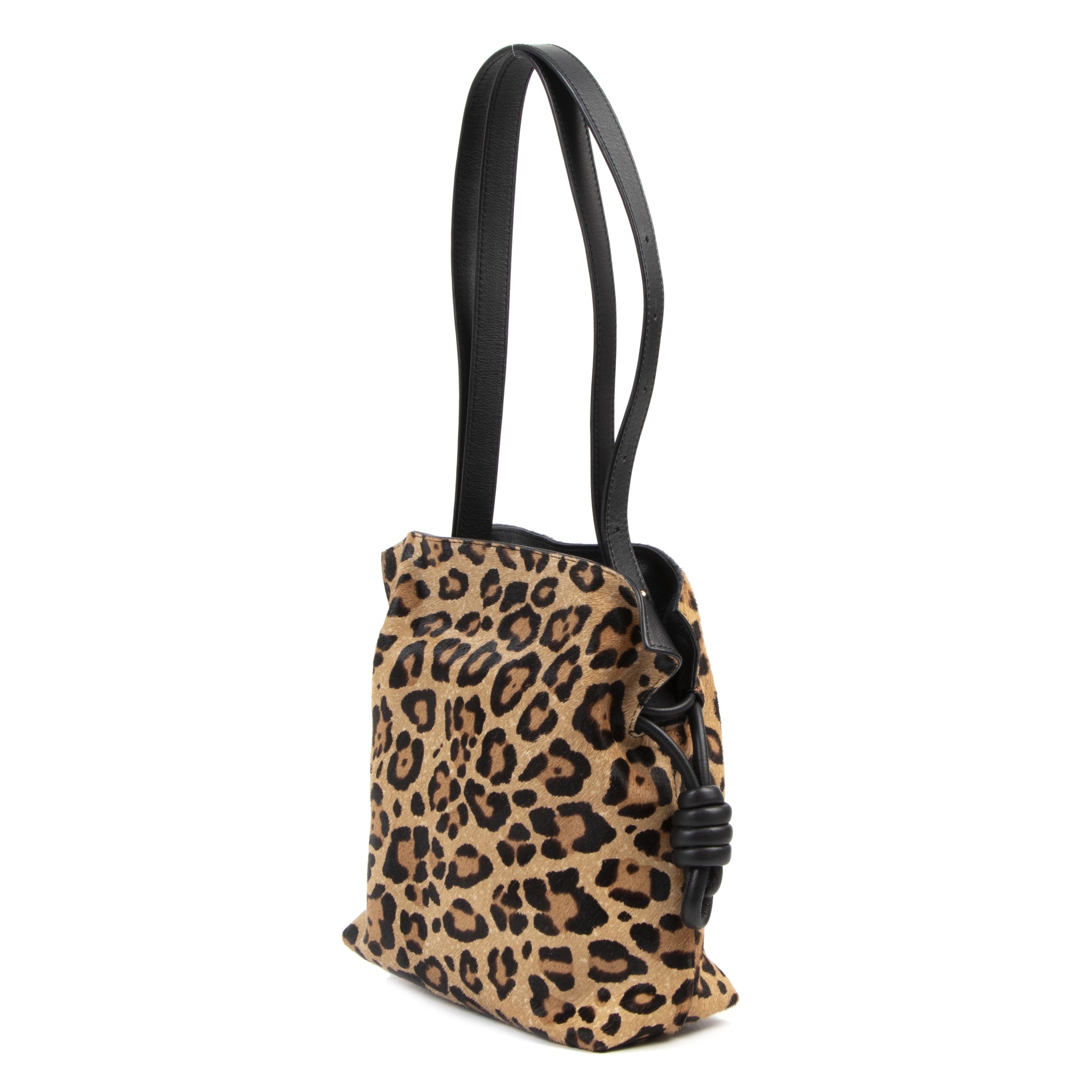 Loewe Small Flamenco Knot Leopard-Print Calf Hair Shoulder Bag for sale online